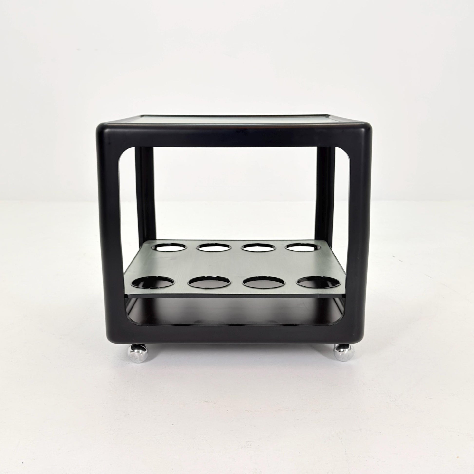 Rare Space Age Cube Bar Cart, by Horn 1970s Germany – Vintage Club Würfel Bar Table, Black & Green