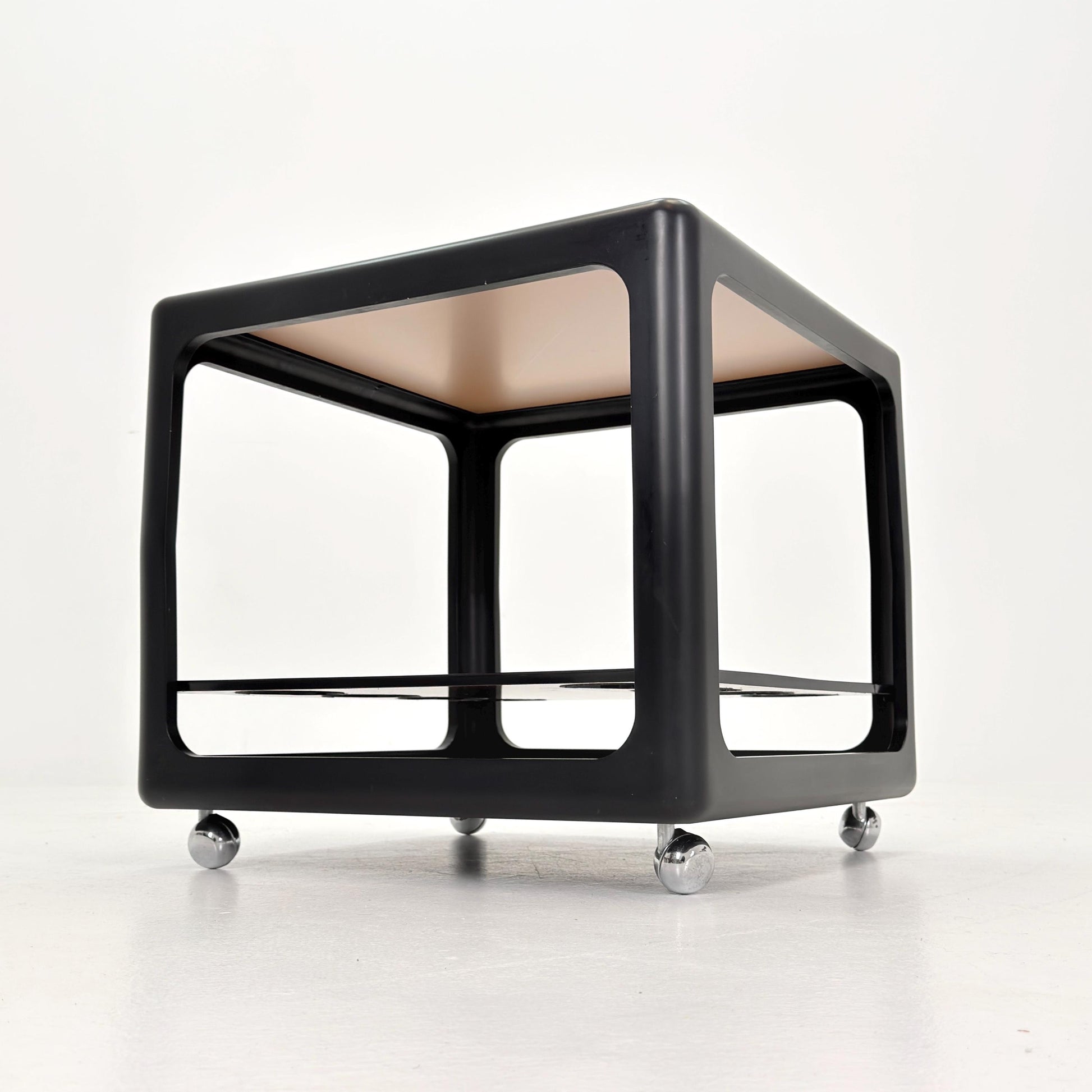 Rare Space Age Cube Bar Cart, by Horn 1970s Germany – Vintage Club Würfel Bar Table, Black & Green