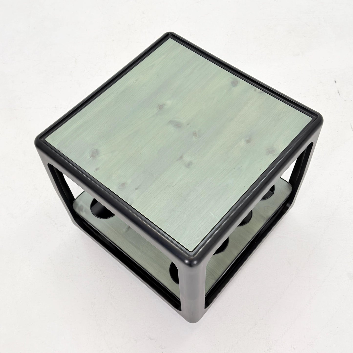 Rare Space Age Cube Bar Cart, by Horn 1970s Germany – Vintage Club Würfel Bar Table, Black & Green