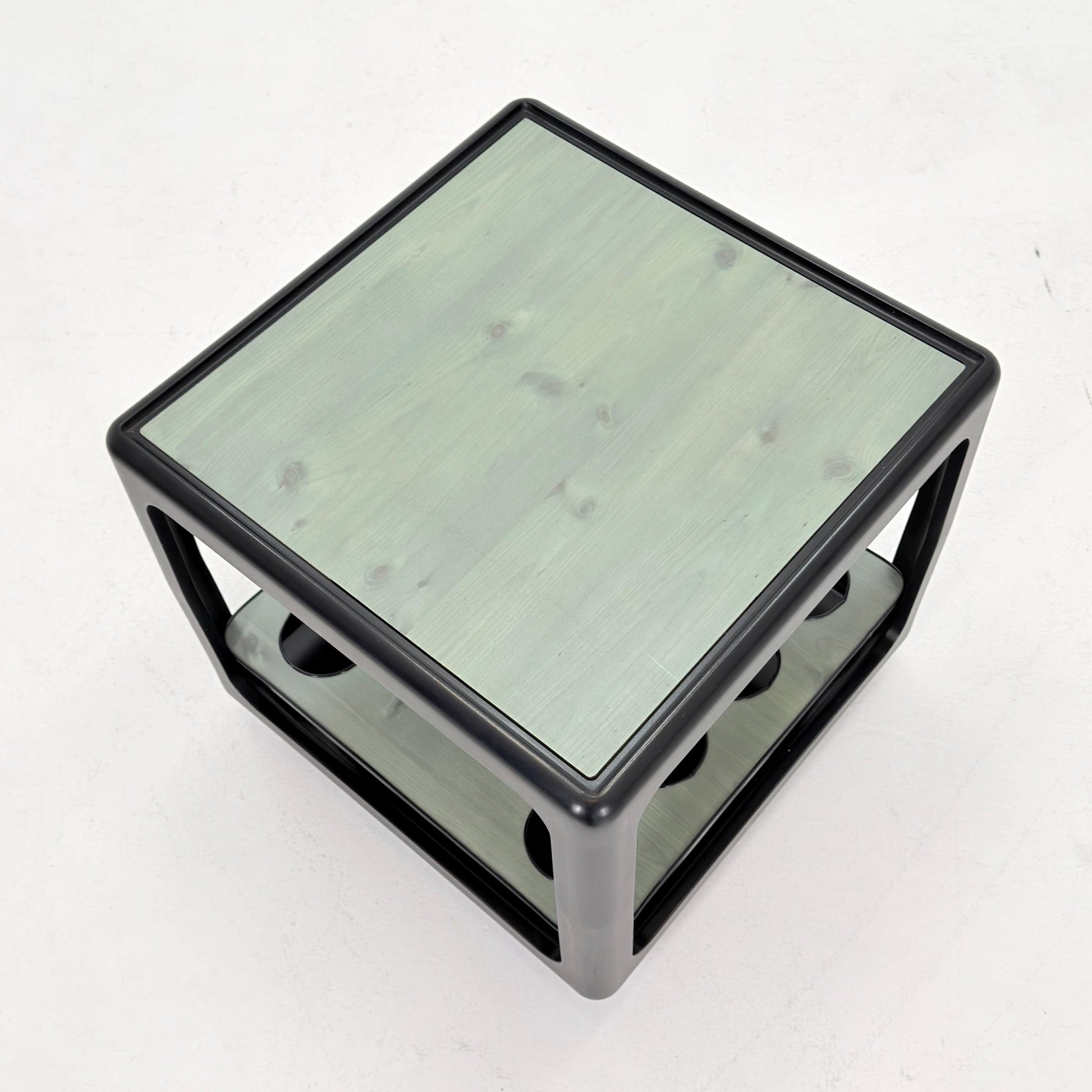 Rare Space Age Cube Bar Cart, by Horn 1970s Germany – Vintage Club Würfel Bar Table, Black & Green