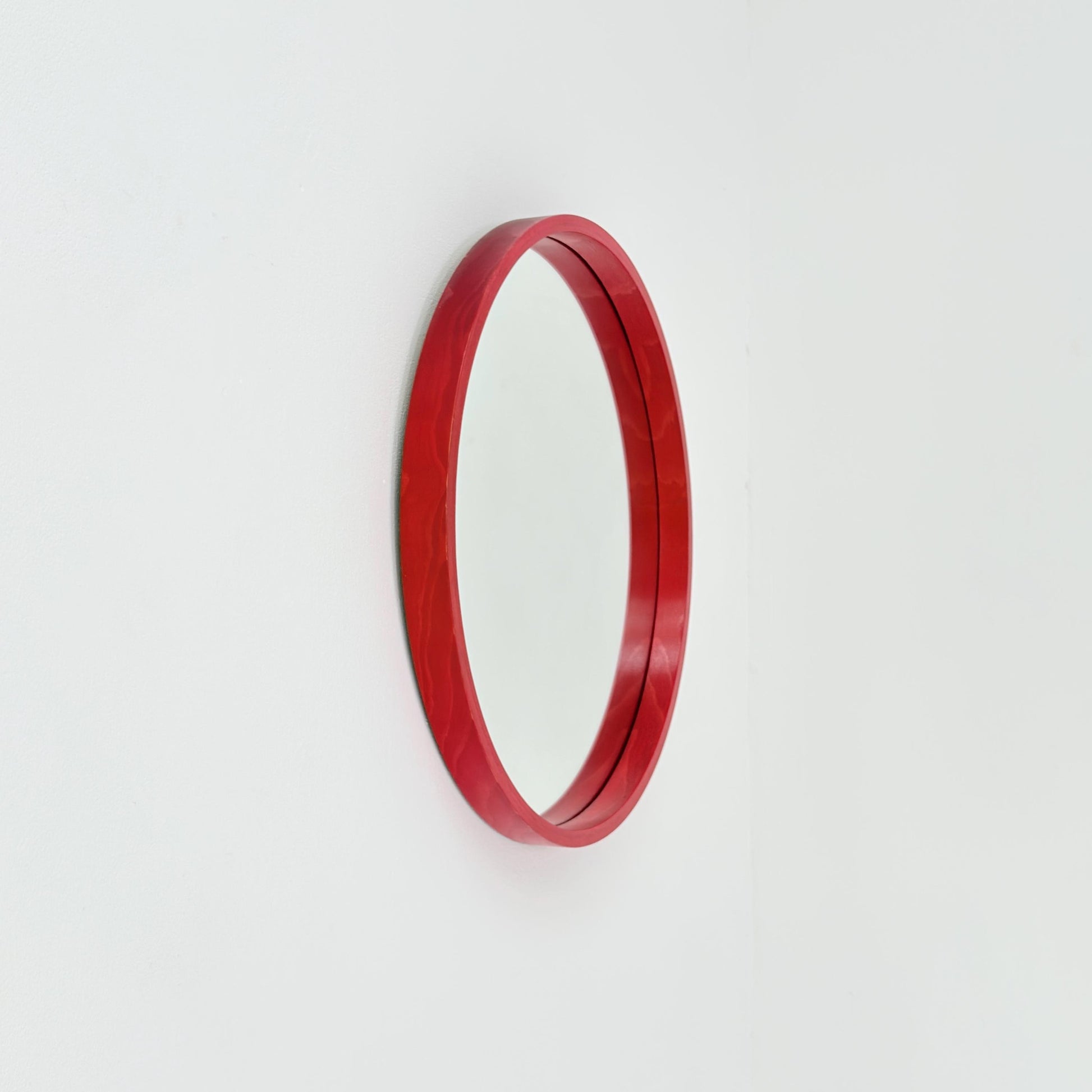 Mid-Century Large Round Wooden Wall Mirror, 1970s Germany