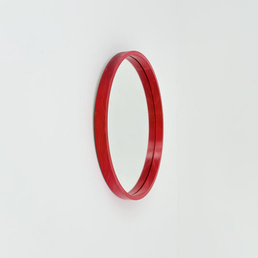 Mid-Century Large Round Wooden Wall Mirror, 1970s Germany