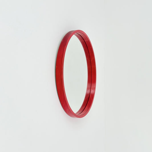 Mid-Century Large Round Wooden Wall Mirror, 1970s Germany