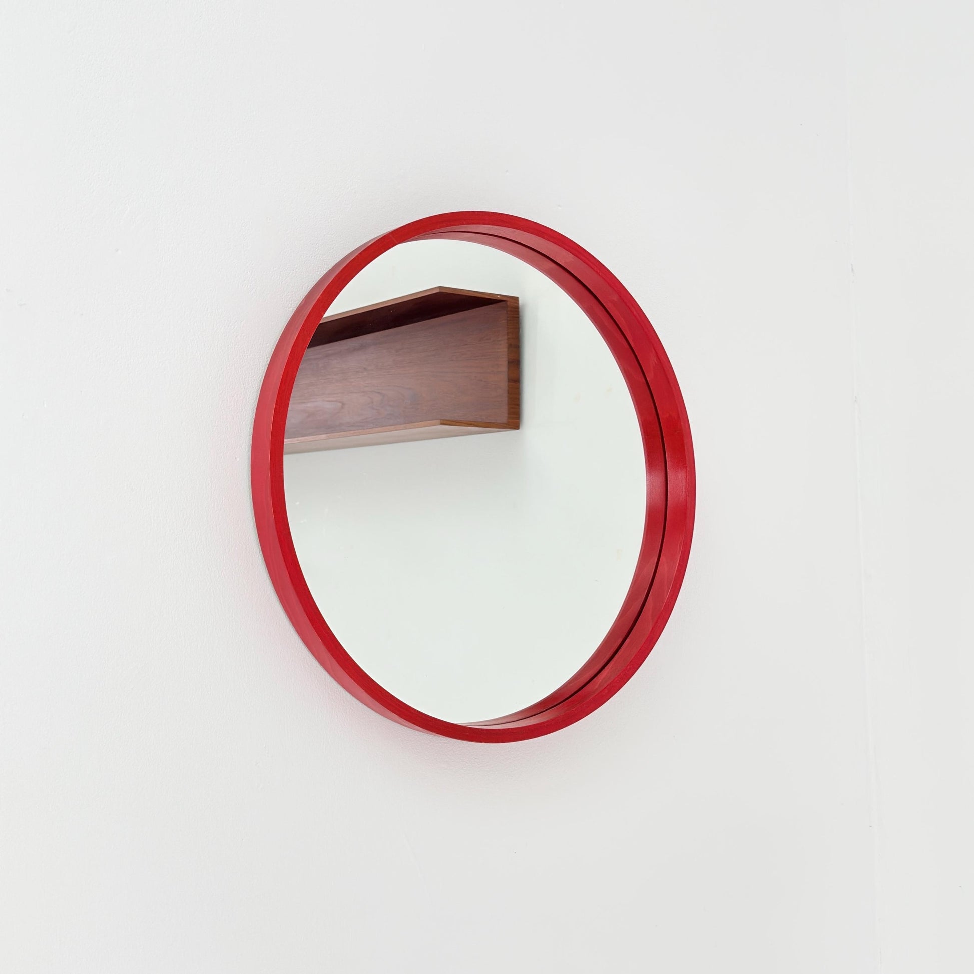Mid-Century Large Round Wooden Wall Mirror, 1970s Germany