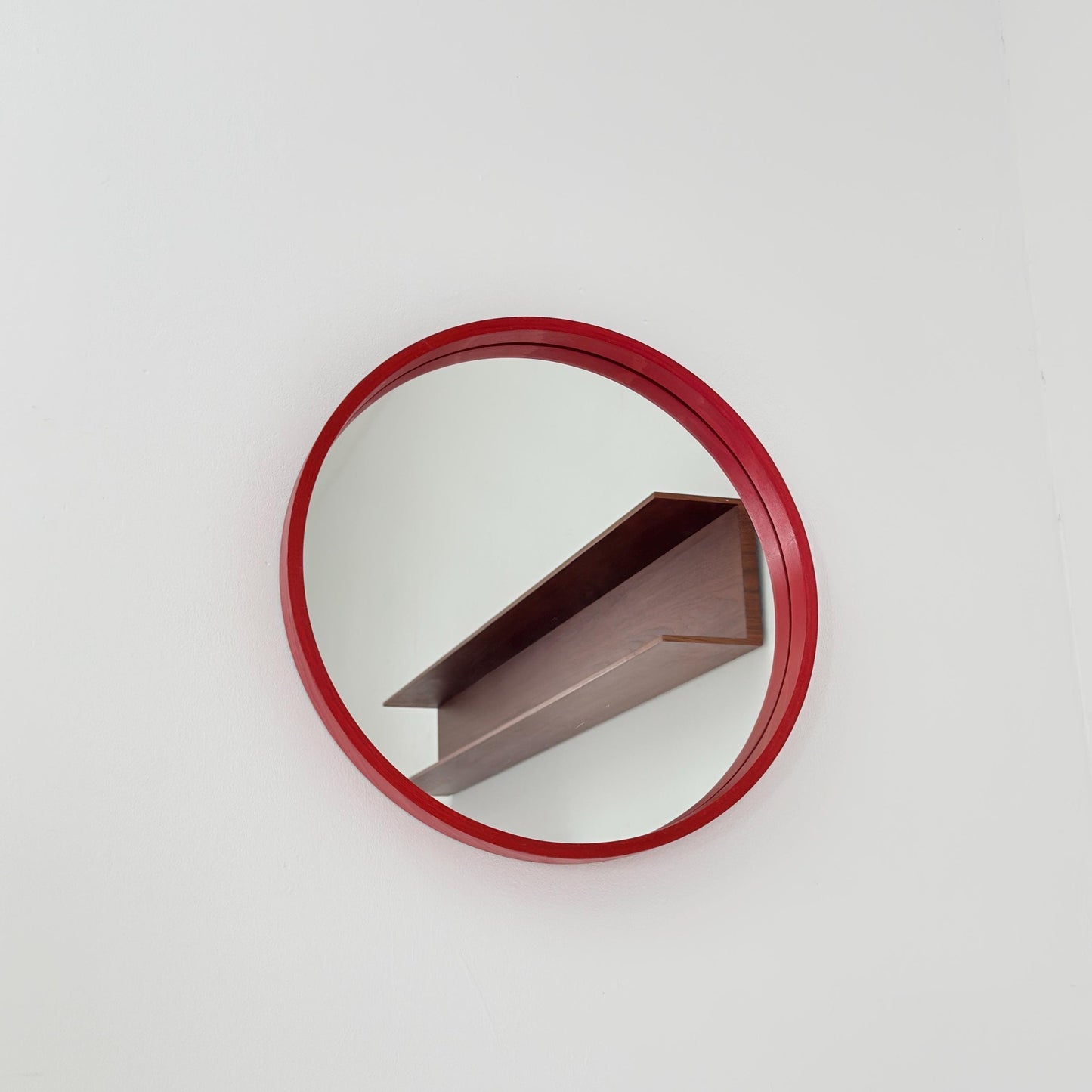 Mid-Century Large Round Wooden Wall Mirror, 1970s Germany