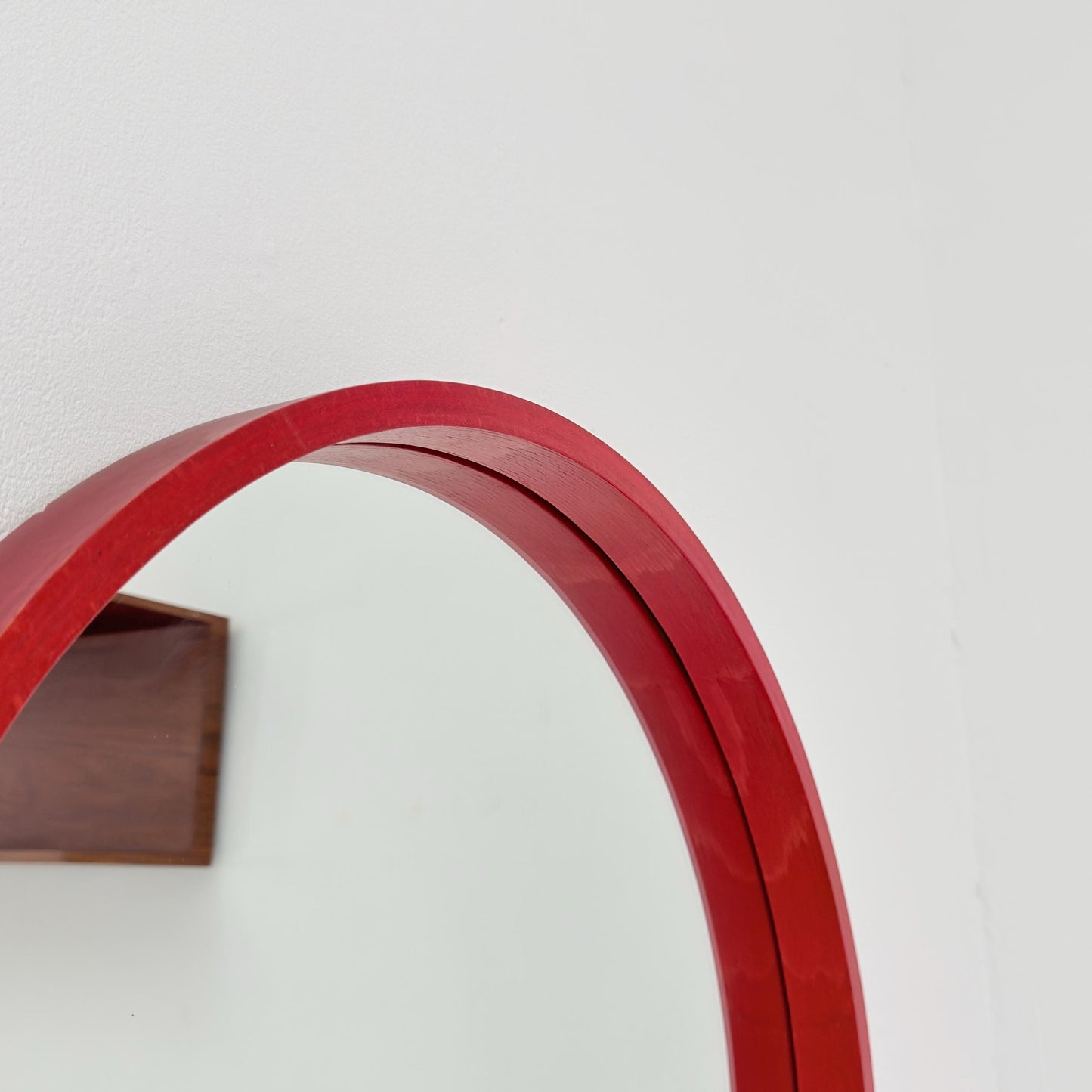 Mid-Century Large Round Wooden Wall Mirror, 1970s Germany