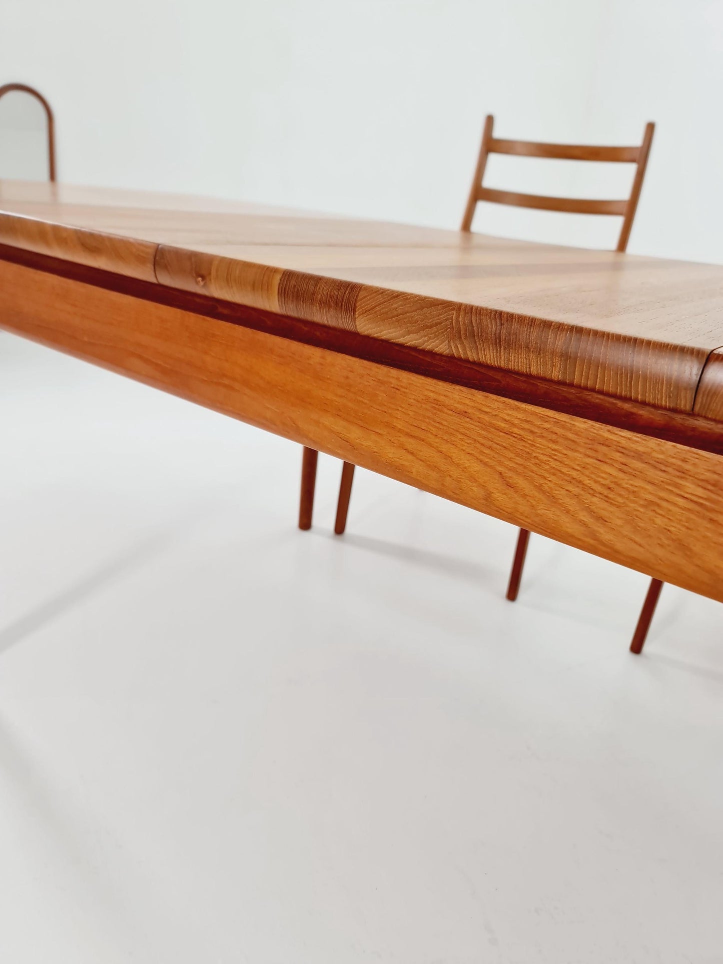 Rare Solid Teak Danish Dining Table by Glostrup | High-End Scandinavian Modern | Double Extension Leaf | 1960s Vintage