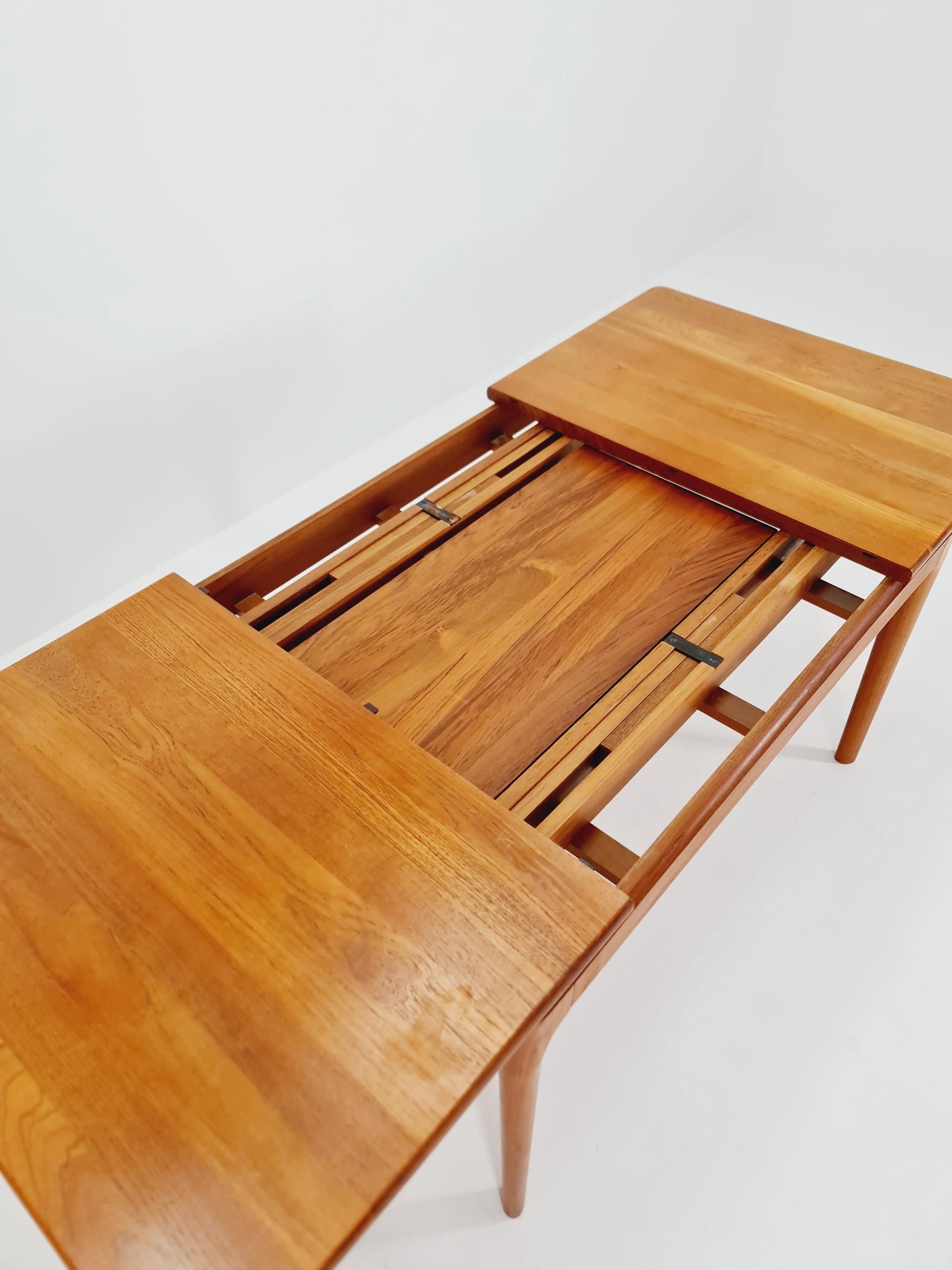 Rare Solid Teak Danish Dining Table by Glostrup | High-End Scandinavian Modern | Double Extension Leaf | 1960s Vintage