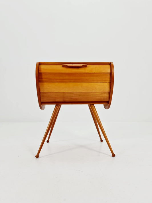 Rare Vintage Ash wood sweing table/ side table/nightstand cabinet, 1960s