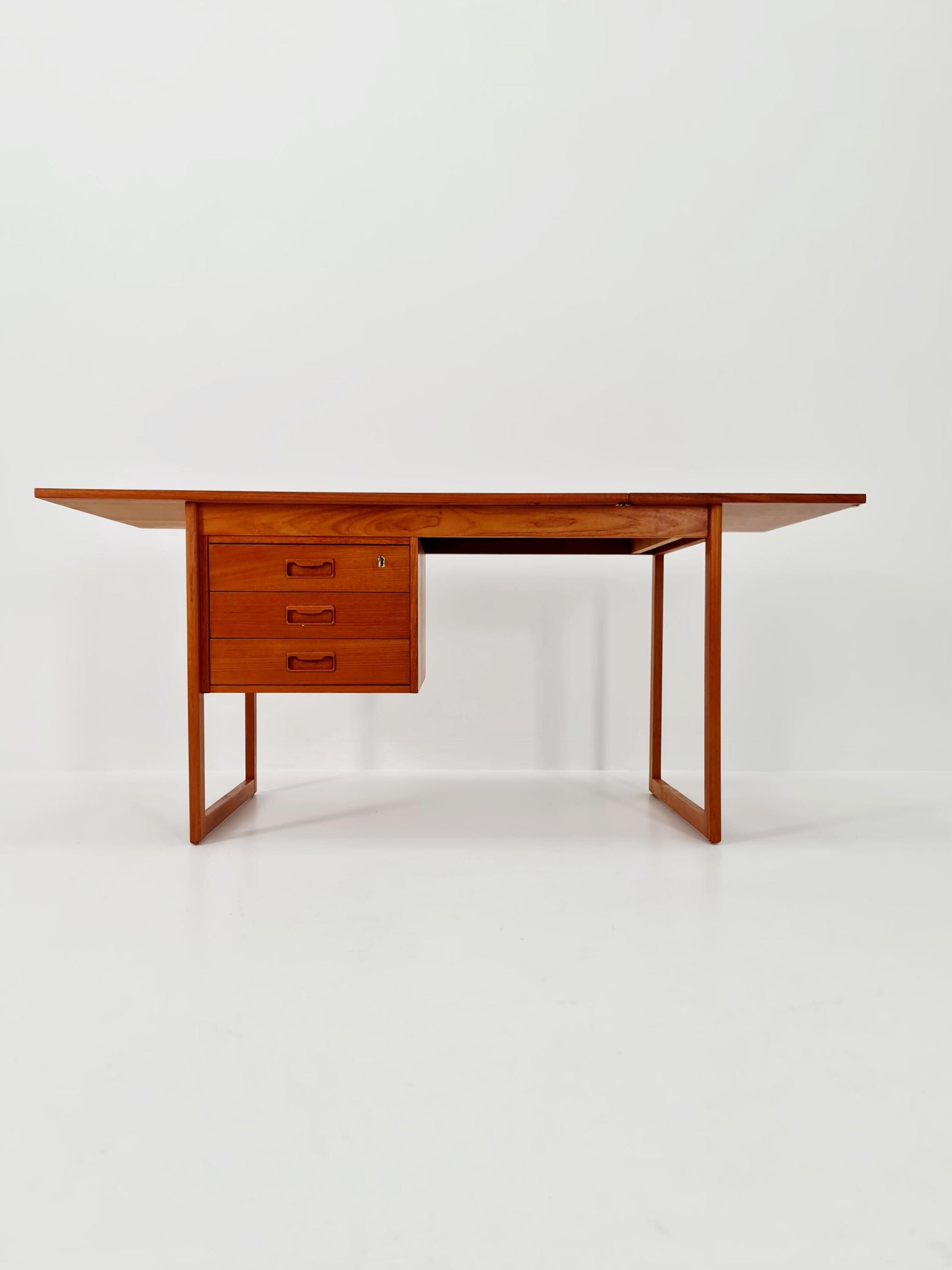 Mid century Danish leaf Drop teak desk By Vi-Ma Möbler, 1960s