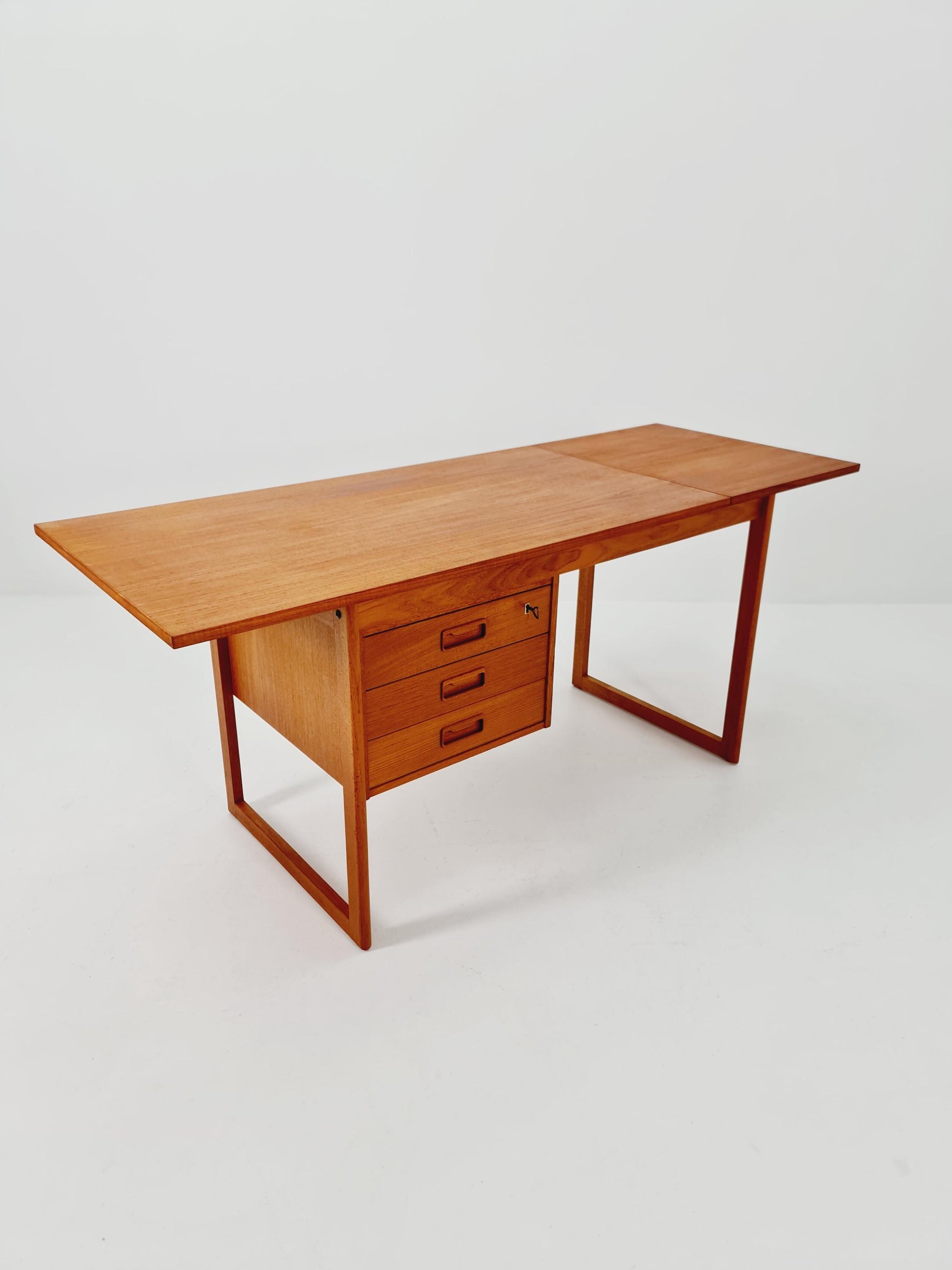 Mid century Danish leaf Drop teak desk By Vi-Ma Möbler, 1960s