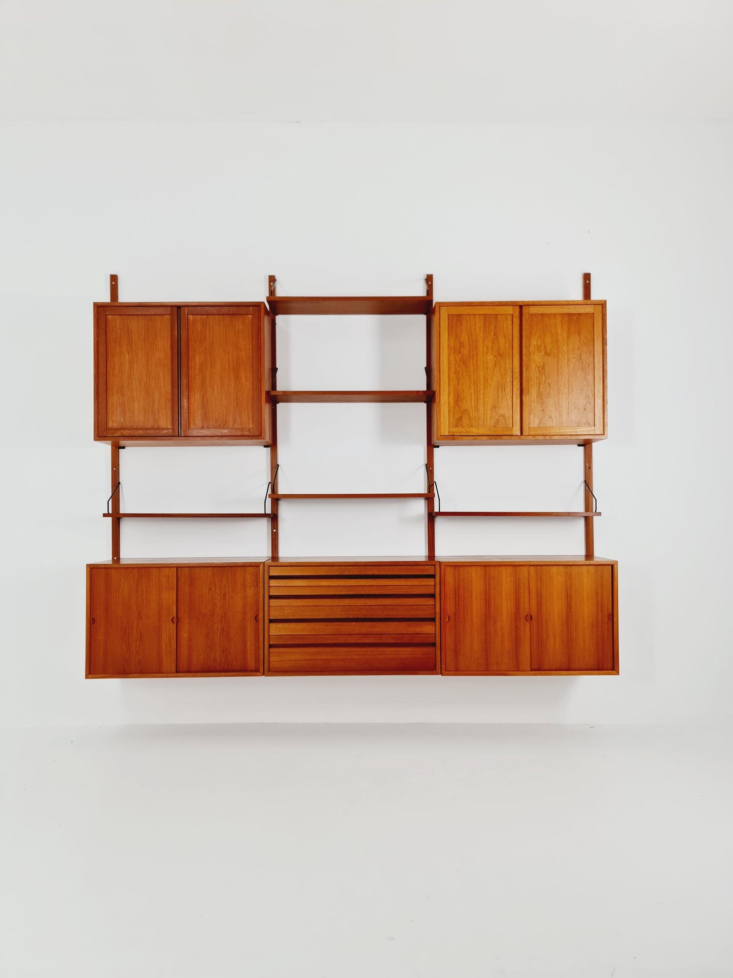Big Mid century Danish Teak Wall Unit with 5 cabinets by Poul Cadovius for Cado, Denmark, 1960s