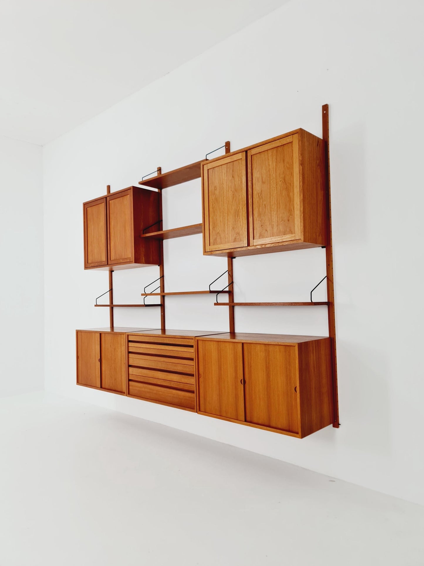Big Mid century Danish Teak Wall Unit with 5 cabinets by Poul Cadovius for Cado, Denmark, 1960s