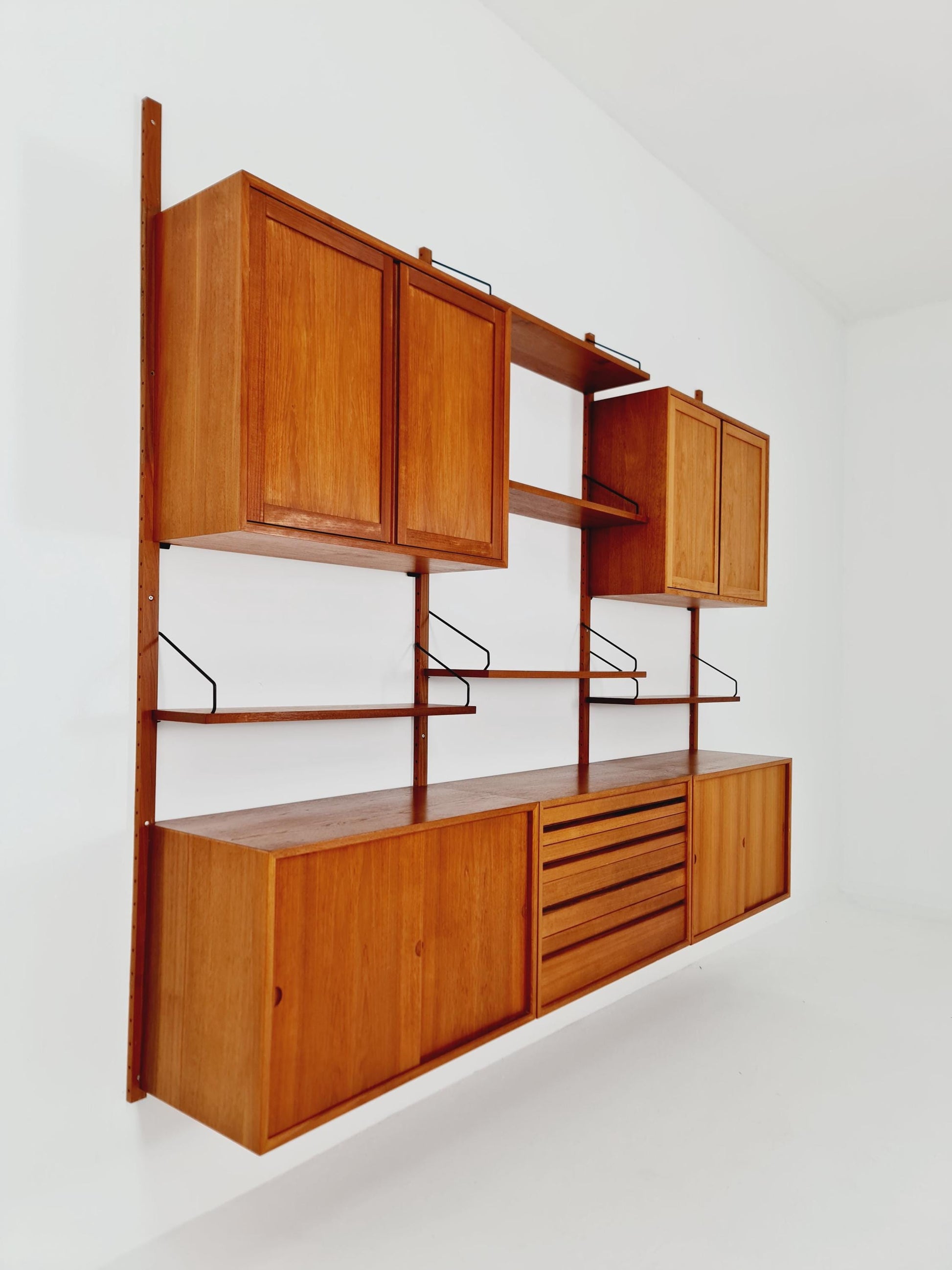 Big Mid century Danish Teak Wall Unit with 5 cabinets by Poul Cadovius for Cado, Denmark, 1960s