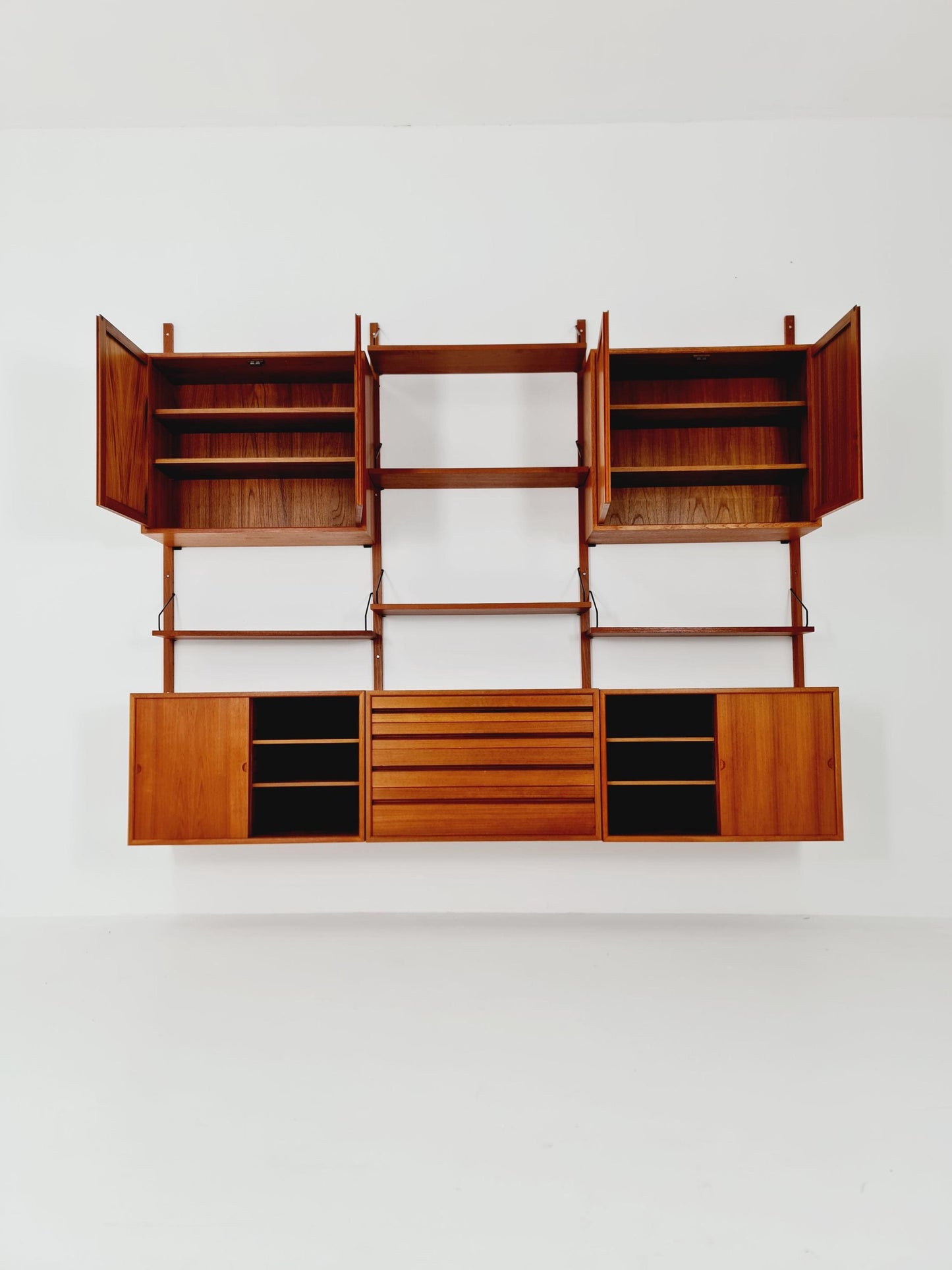 Big Mid century Danish Teak Wall Unit with 5 cabinets by Poul Cadovius for Cado, Denmark, 1960s