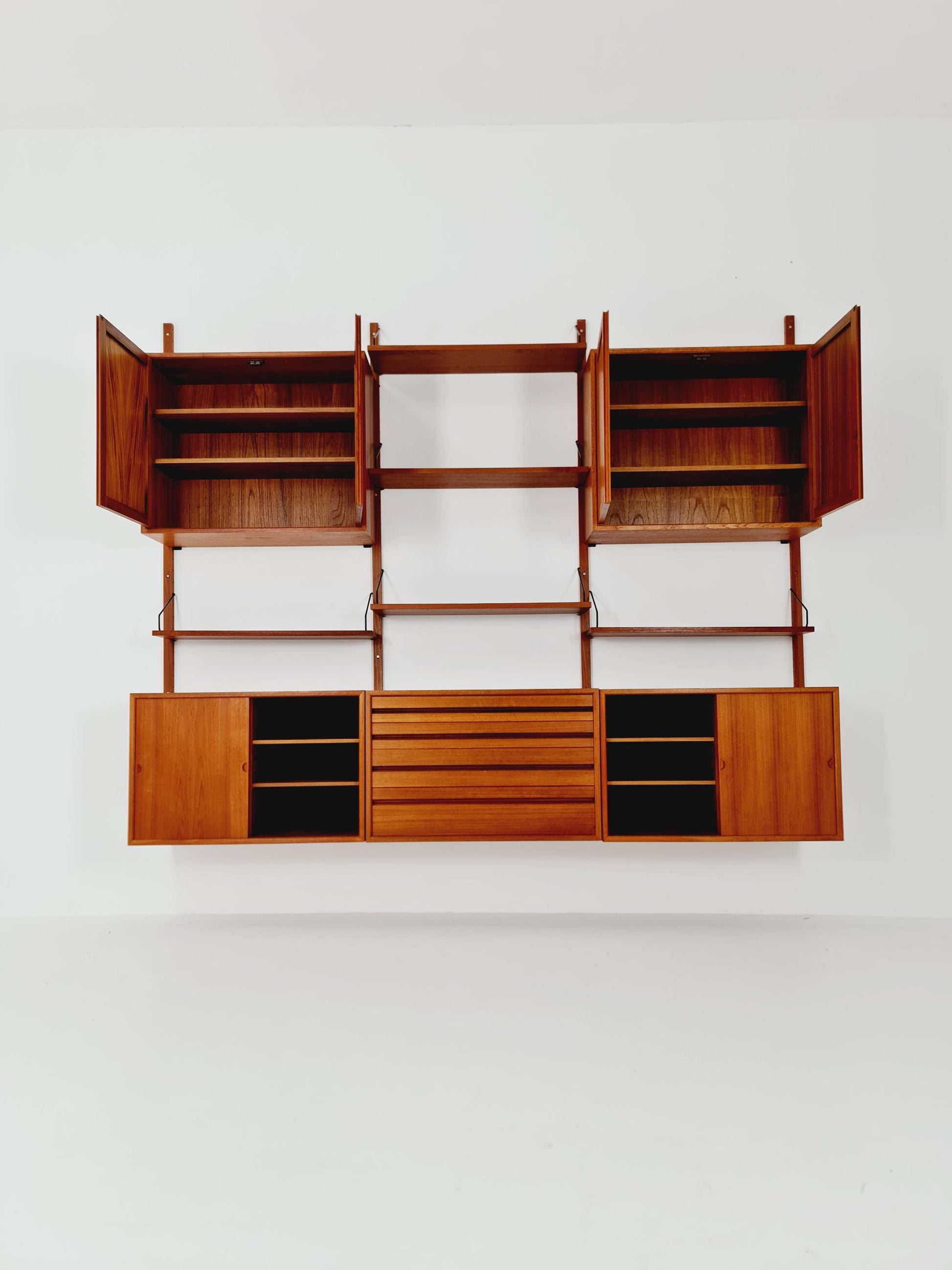 Big Mid century Danish Teak Wall Unit with 5 cabinets by Poul Cadovius for Cado, Denmark, 1960s