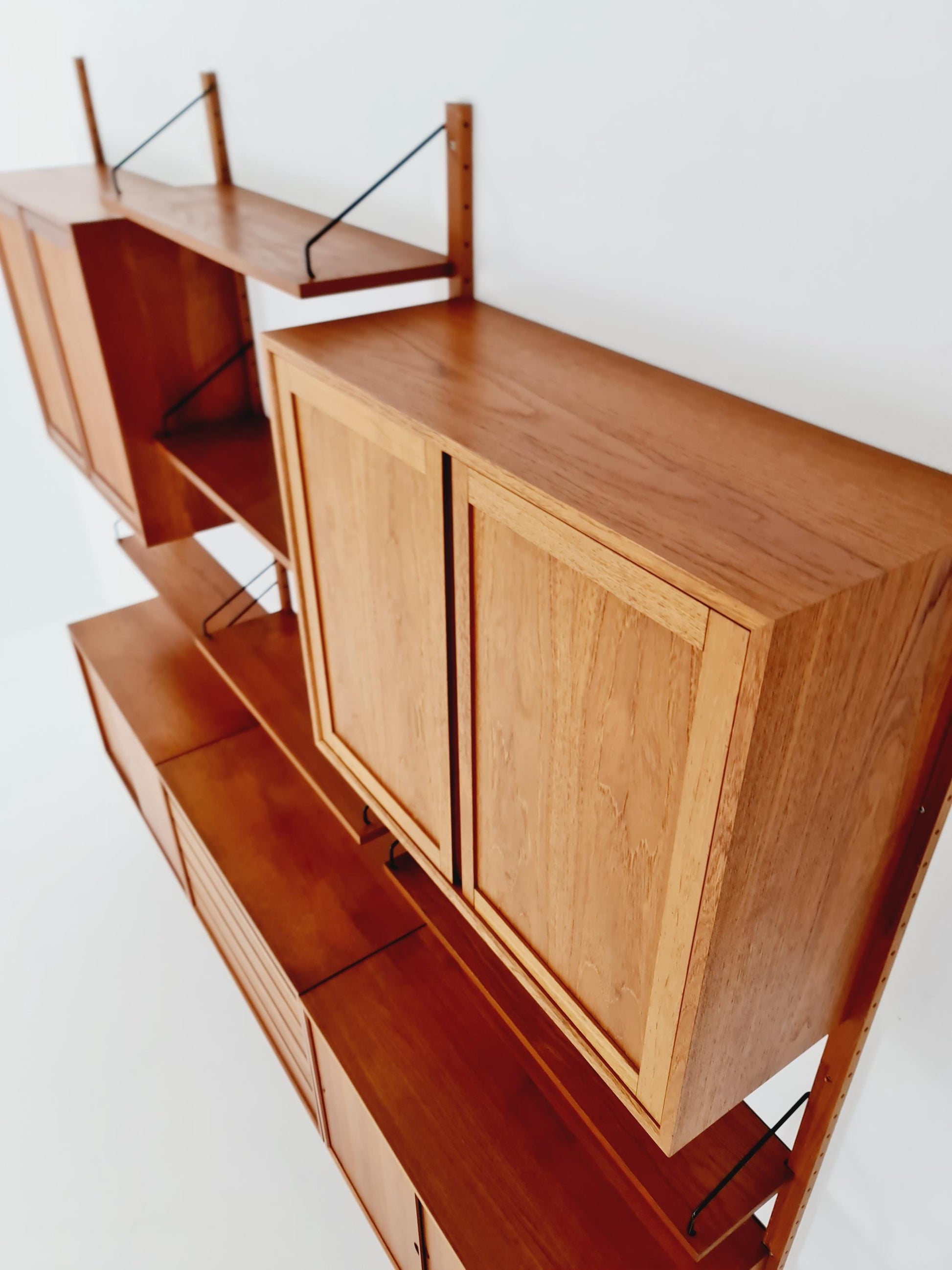 Big Mid century Danish Teak Wall Unit with 5 cabinets by Poul Cadovius for Cado, Denmark, 1960s