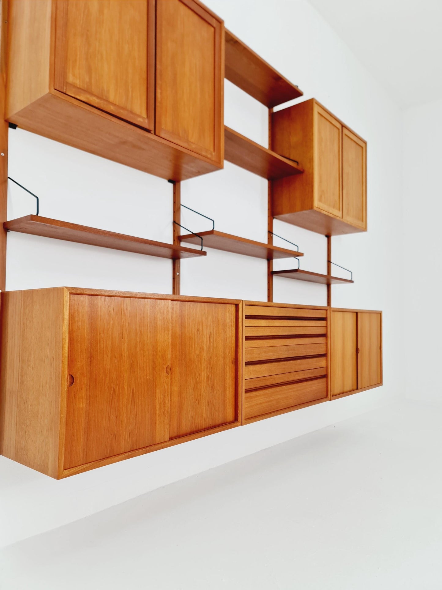 Big Mid century Danish Teak Wall Unit with 5 cabinets by Poul Cadovius for Cado, Denmark, 1960s
