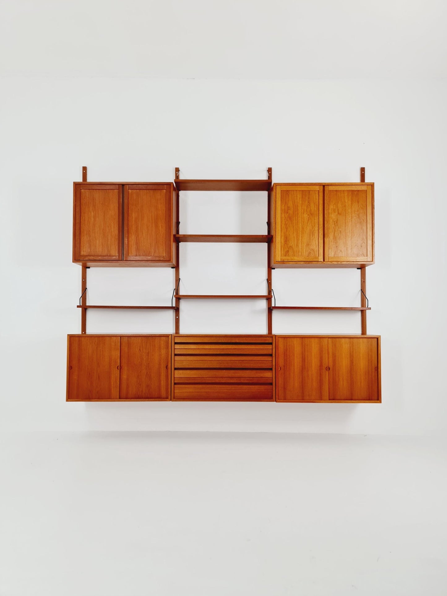 Big Mid century Danish Teak Wall Unit with 5 cabinets by Poul Cadovius for Cado, Denmark, 1960s