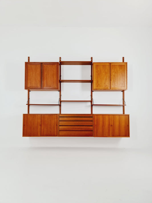 Big Mid century Danish Teak Wall Unit with 5 cabinets by Poul Cadovius for Cado, Denmark, 1960s