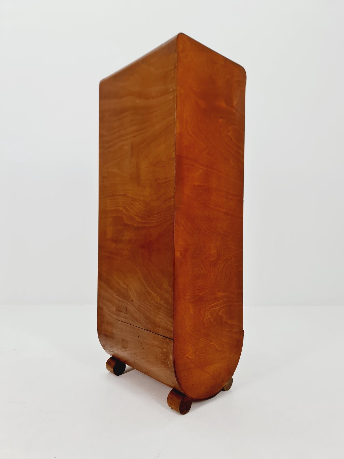 Mid century German roll document cabinet in Wood by Ekawerk Büro Möbel , 1950s