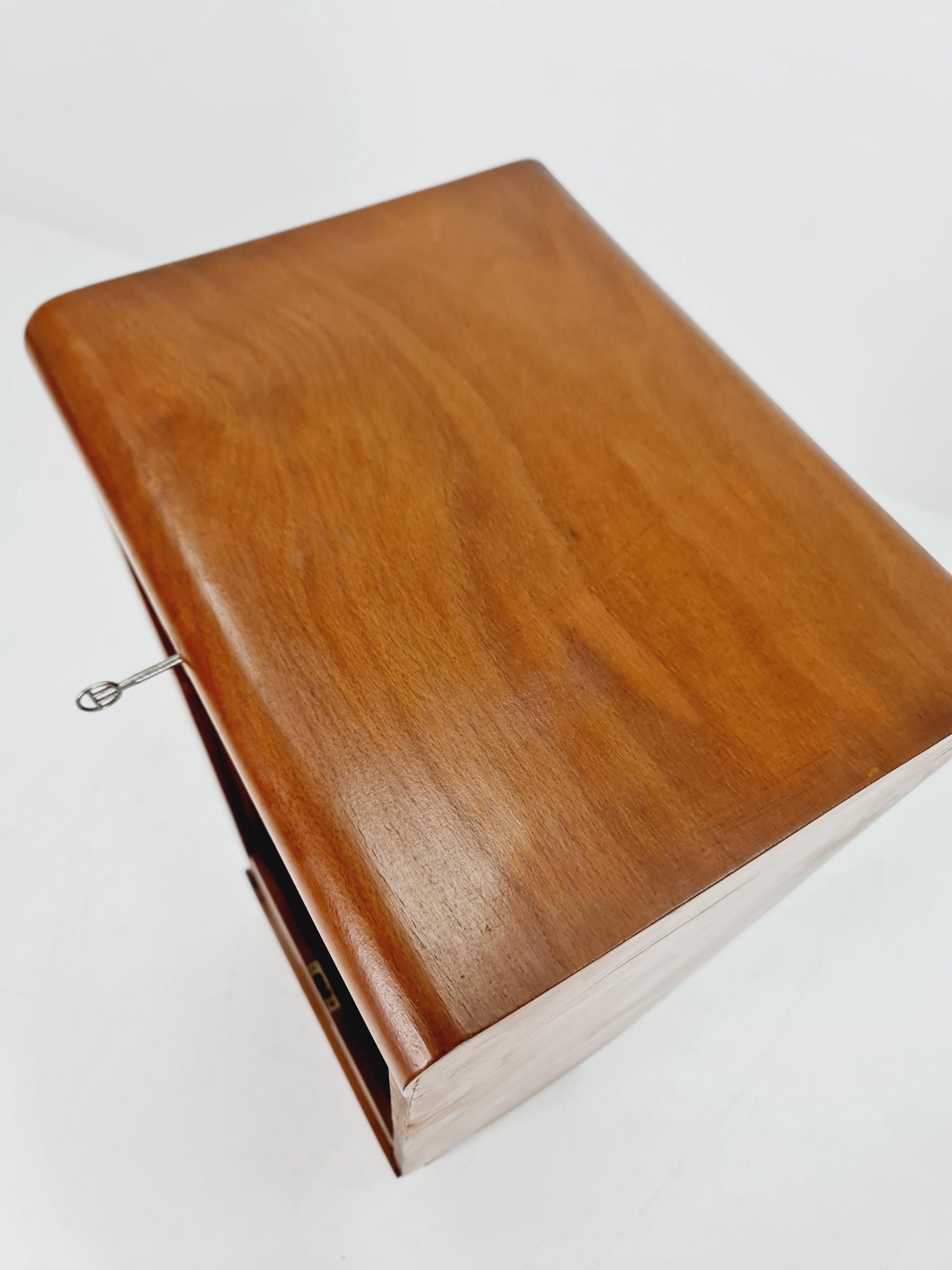 Mid century German roll document cabinet in Wood by Ekawerk Büro Möbel , 1950s