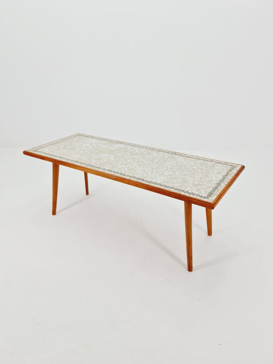 Unique mosaic & solid Wood coffee table 1950s