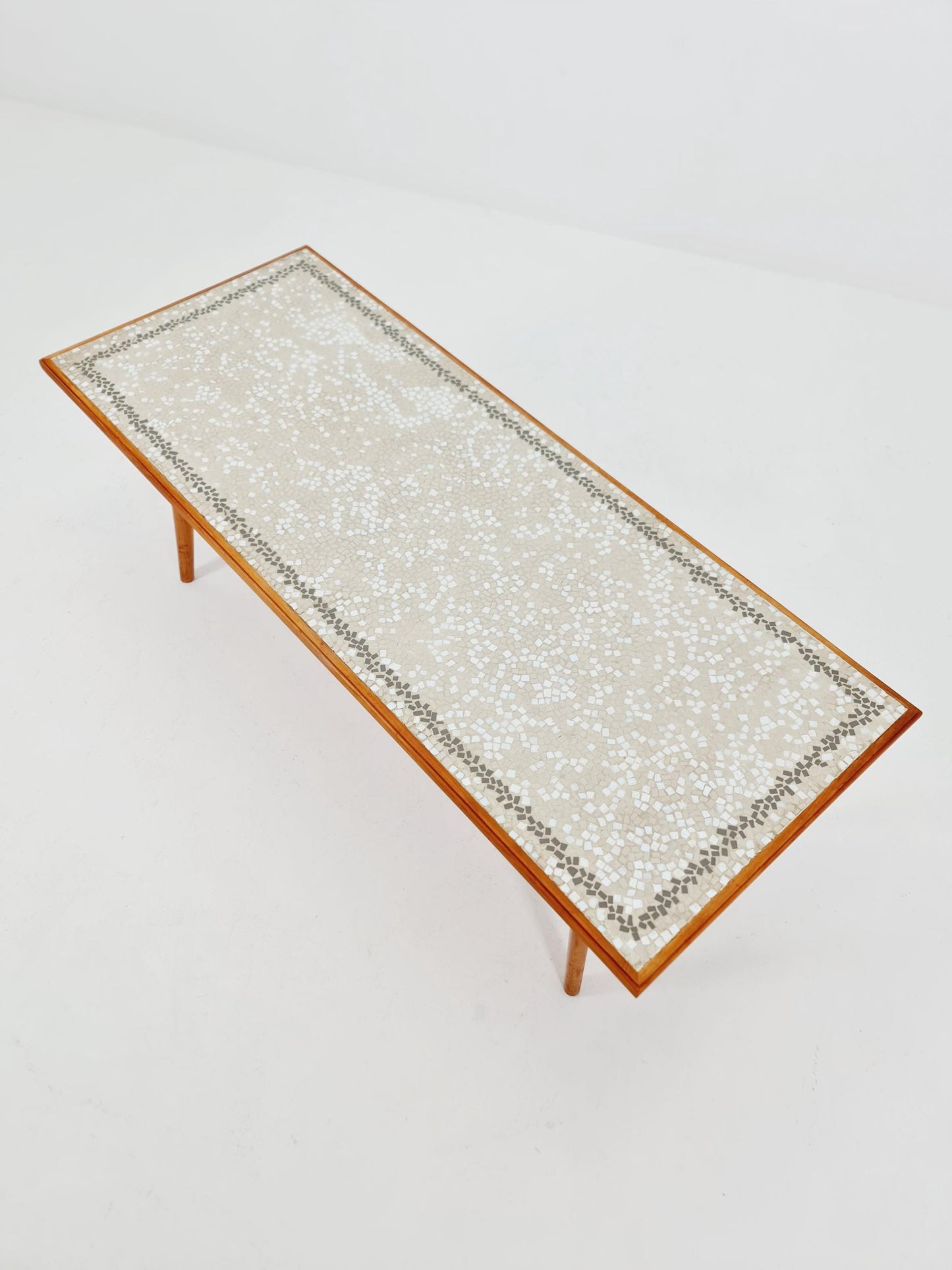 Unique mosaic & solid Wood coffee table 1950s
