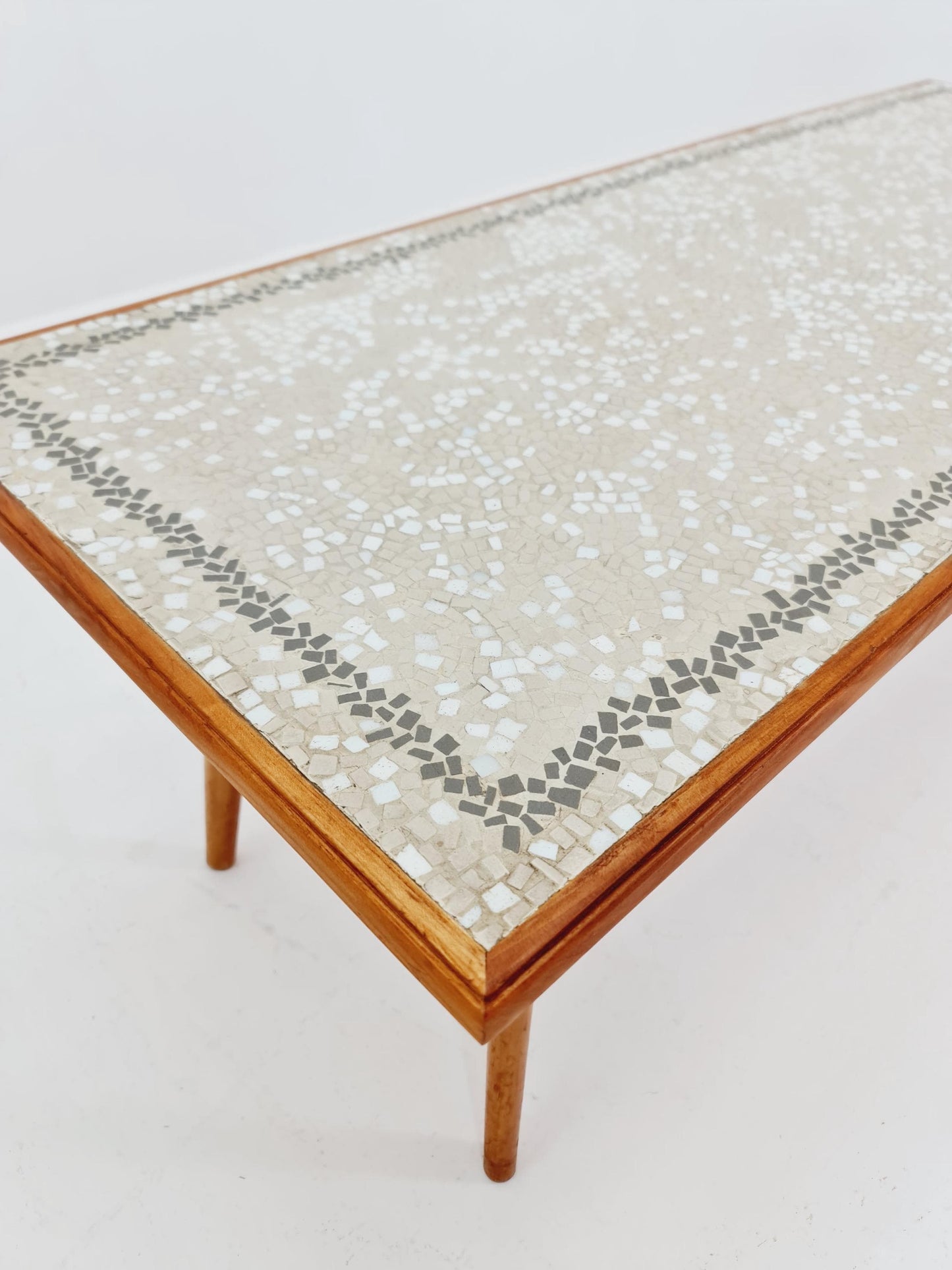Unique mosaic & solid Wood coffee table 1950s