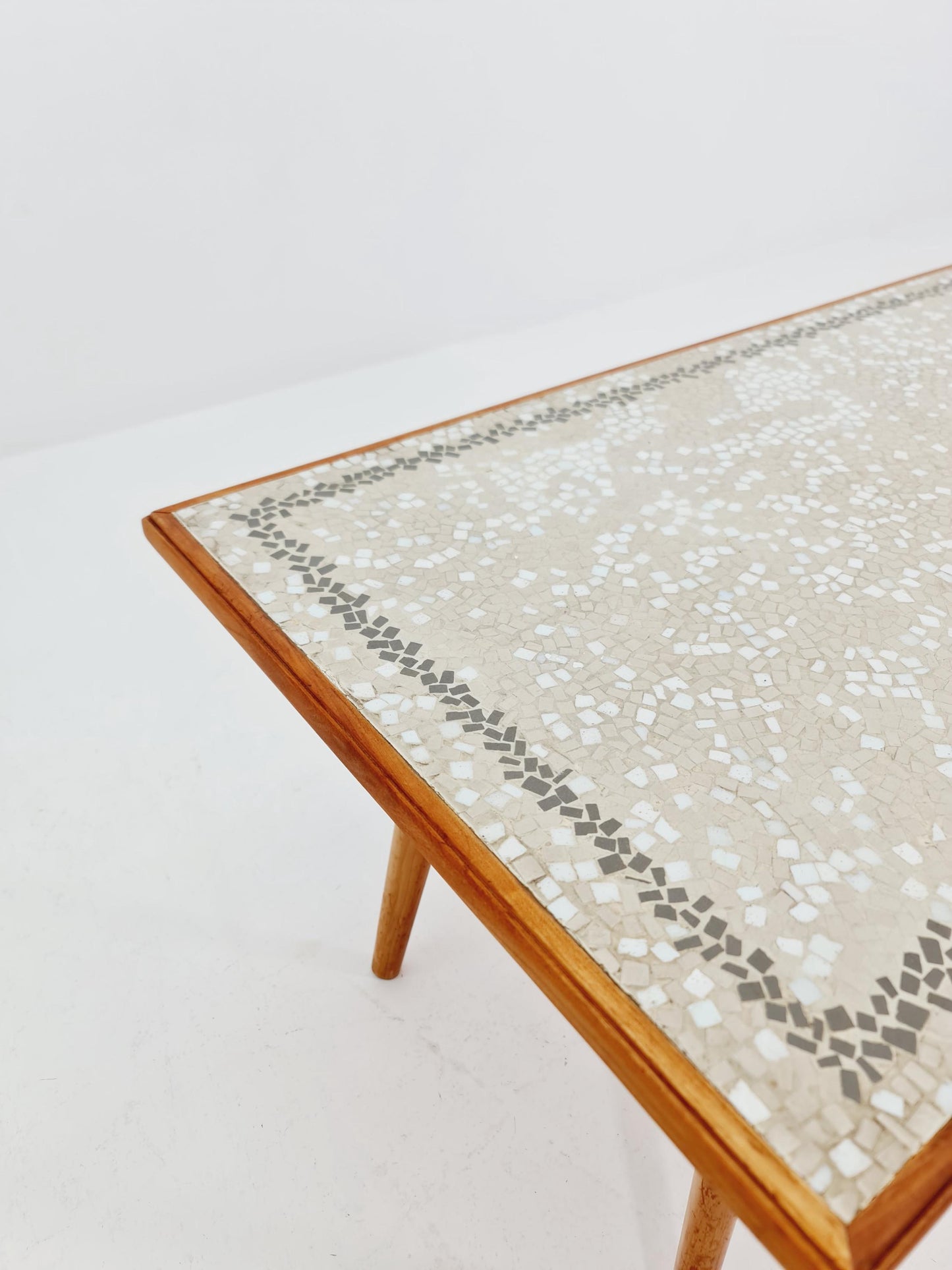 Unique mosaic & solid Wood coffee table 1950s