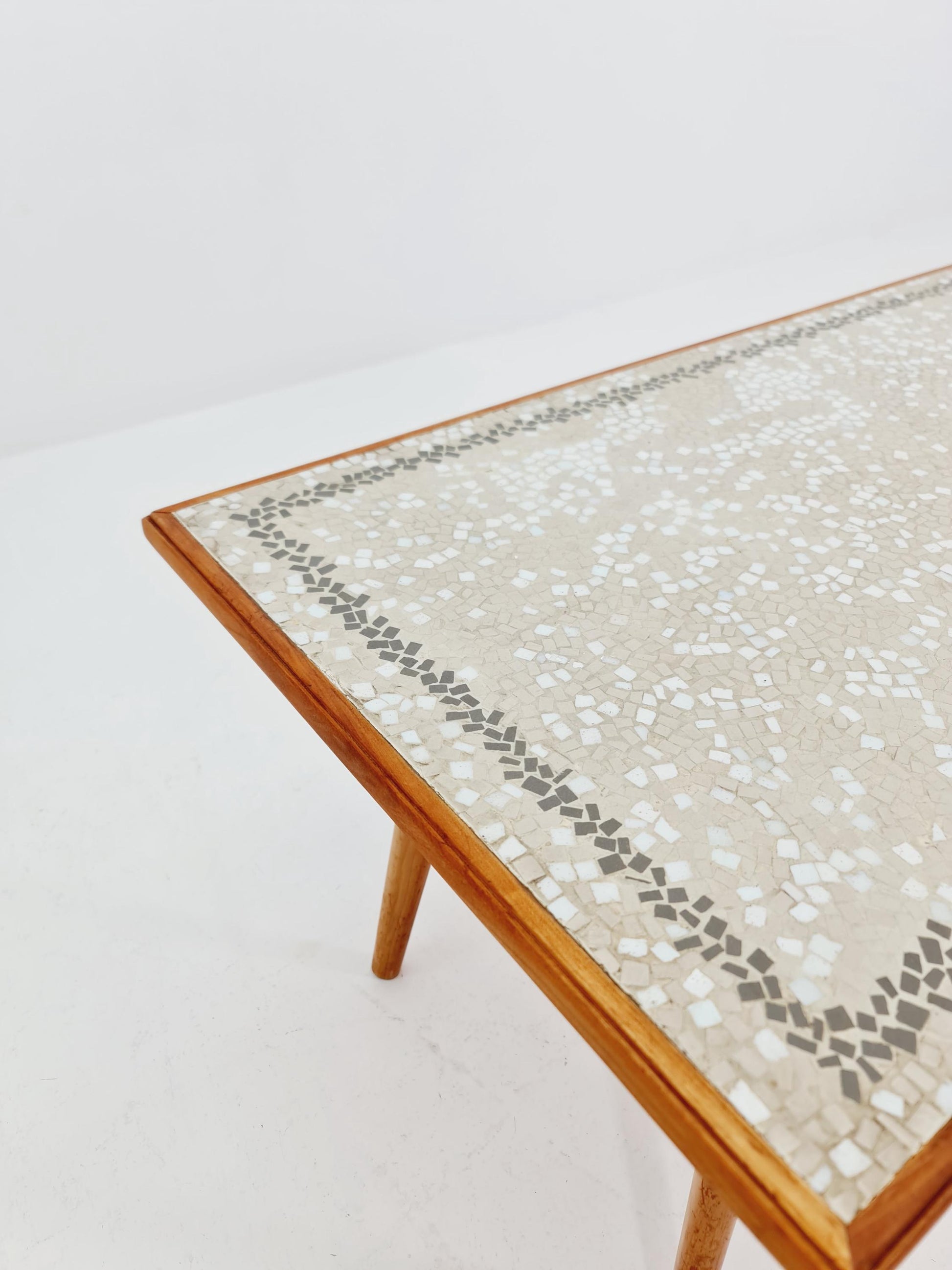 Unique mosaic & solid Wood coffee table 1950s
