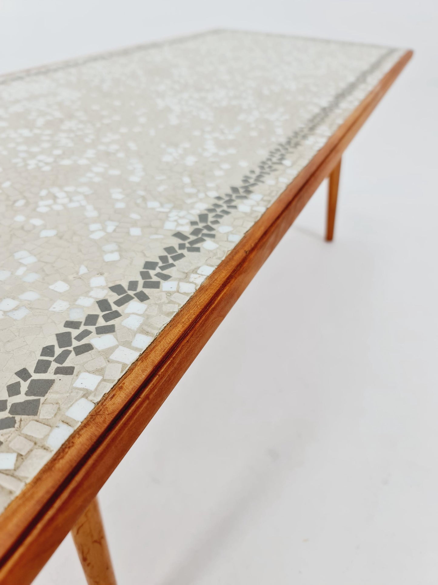 Unique mosaic & solid Wood coffee table 1950s