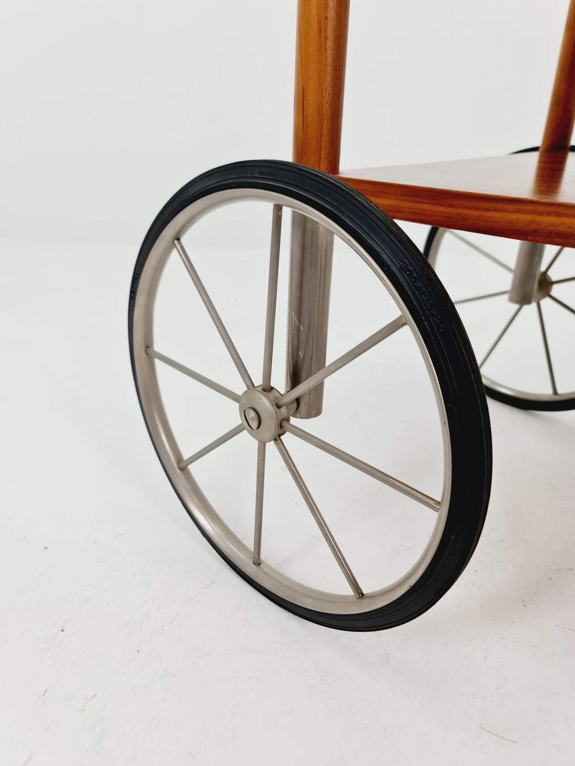 Vintage German trolley bar cart in Walnut & Chrome By Wilhem Renz , 1960s