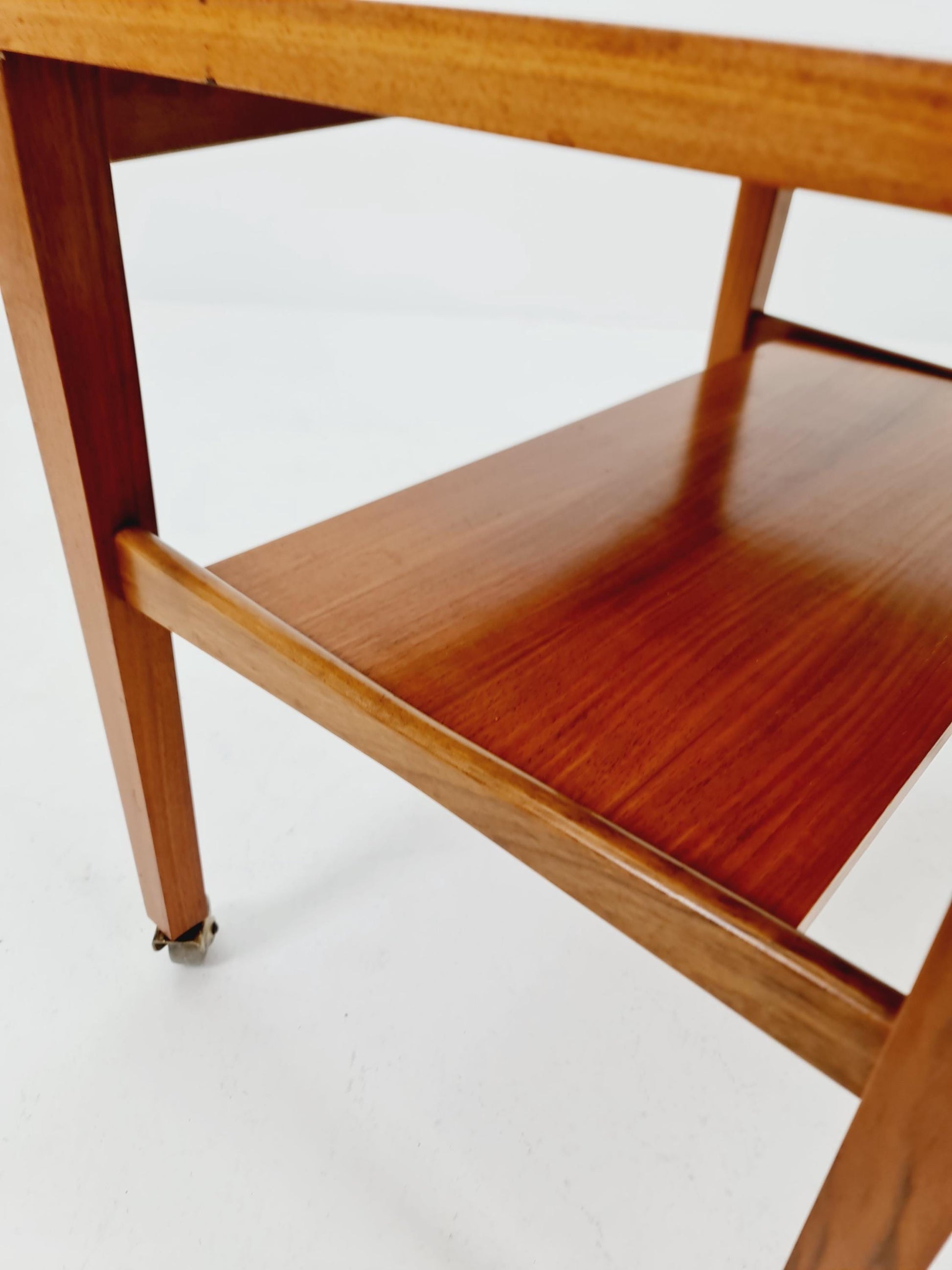 Vintage German mid century trolley bar cart in Walnut By Wilhelm Renz , 1960s