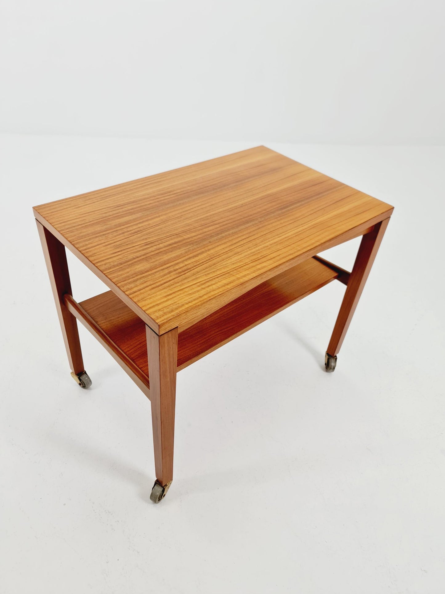 Vintage German mid century trolley bar cart in Walnut By Wilhelm Renz , 1960s