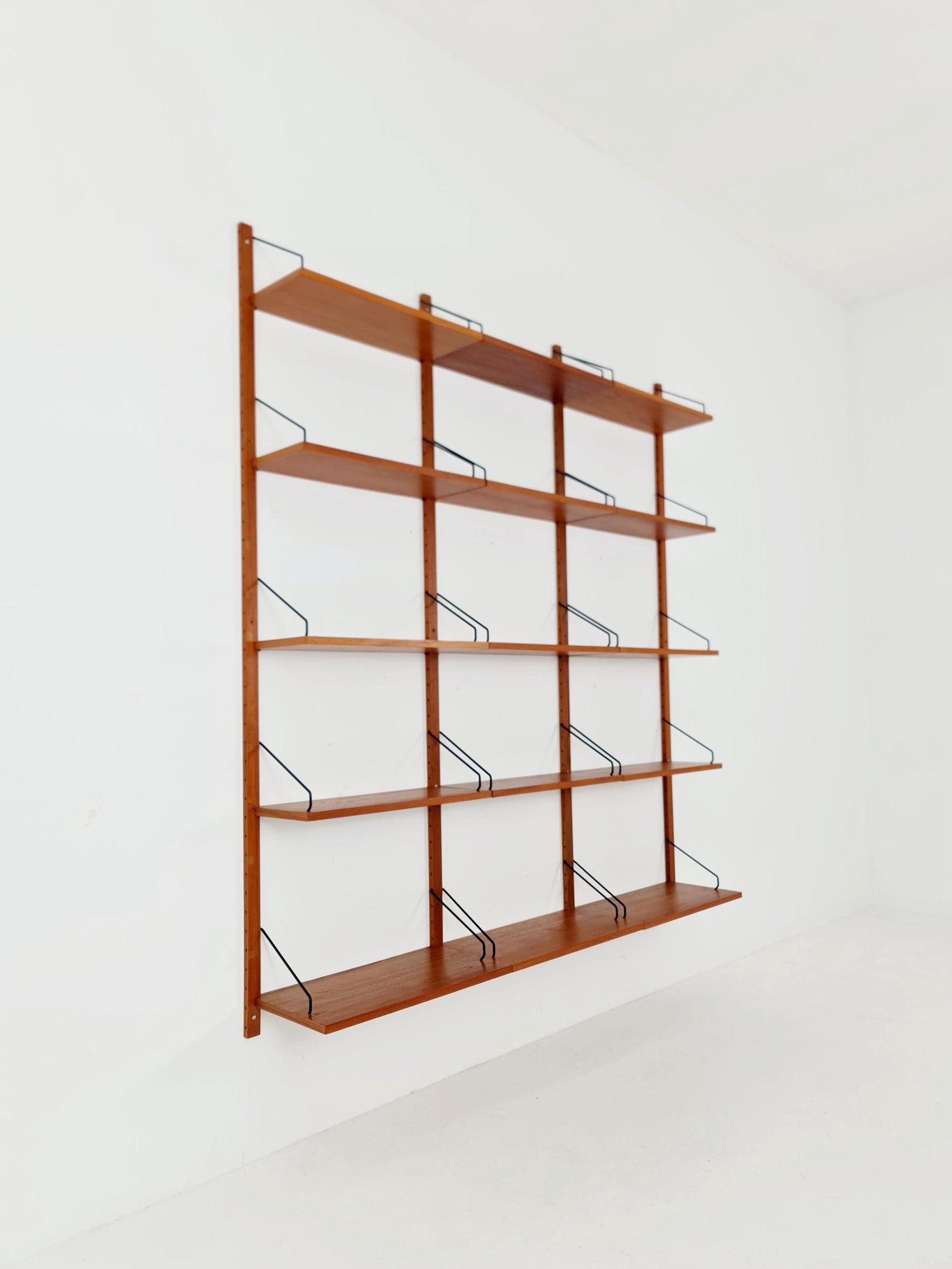 Midcentury Danish Teak Wall-Mounted Shelving Unit, by Royal for Poul Cadovius, 1960s