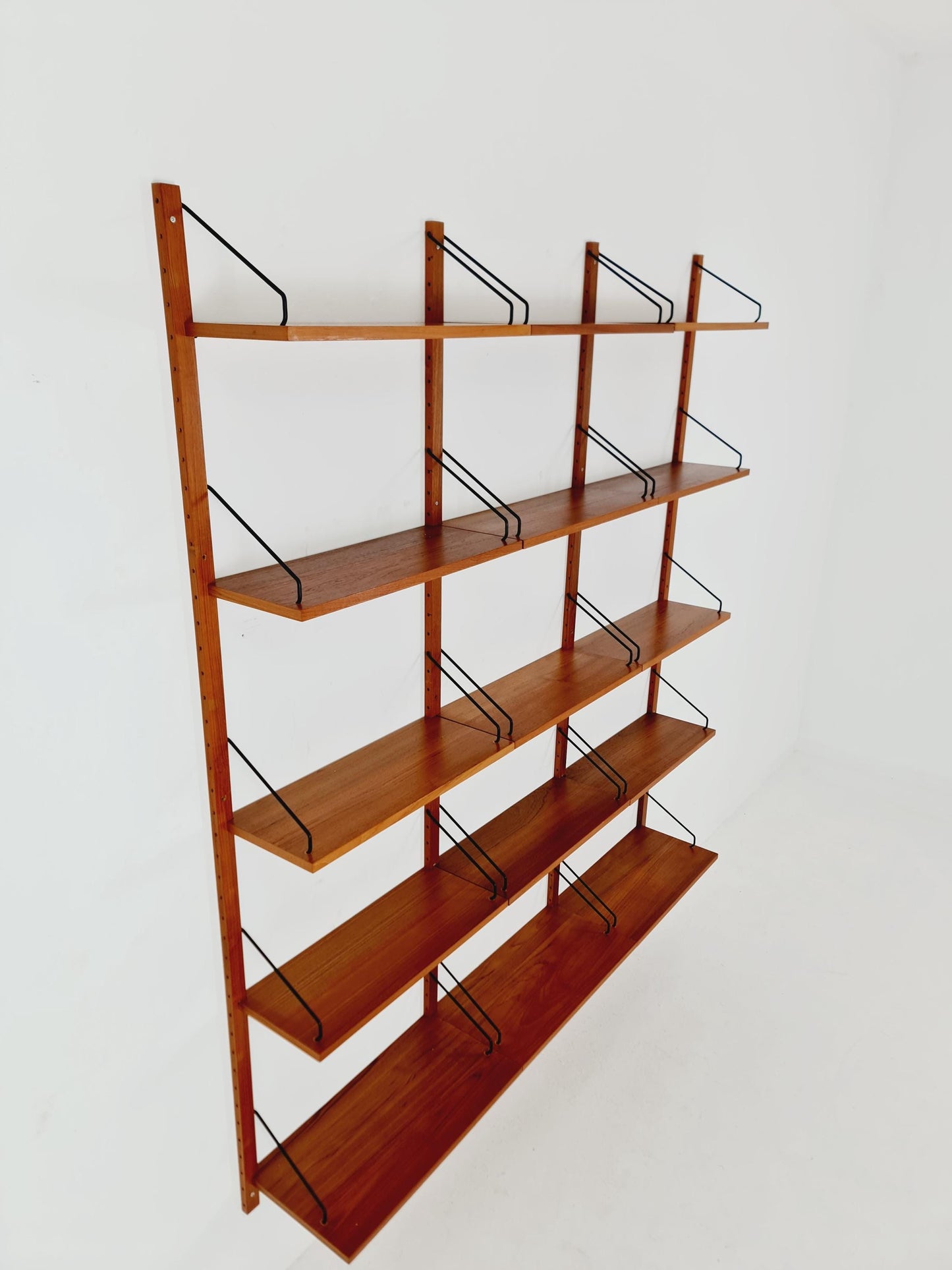 Midcentury Danish Teak Wall-Mounted Shelving Unit, by Royal for Poul Cadovius, 1960s