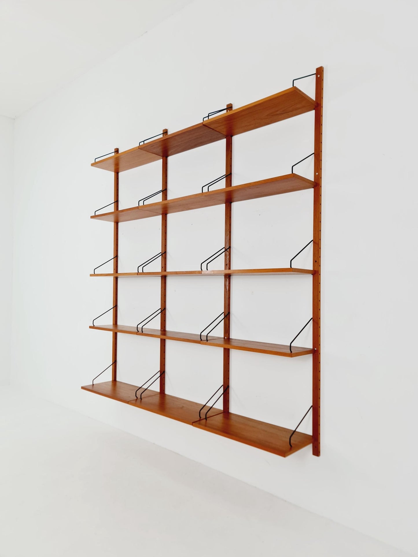 Midcentury Danish Teak Wall-Mounted Shelving Unit, by Royal for Poul Cadovius, 1960s