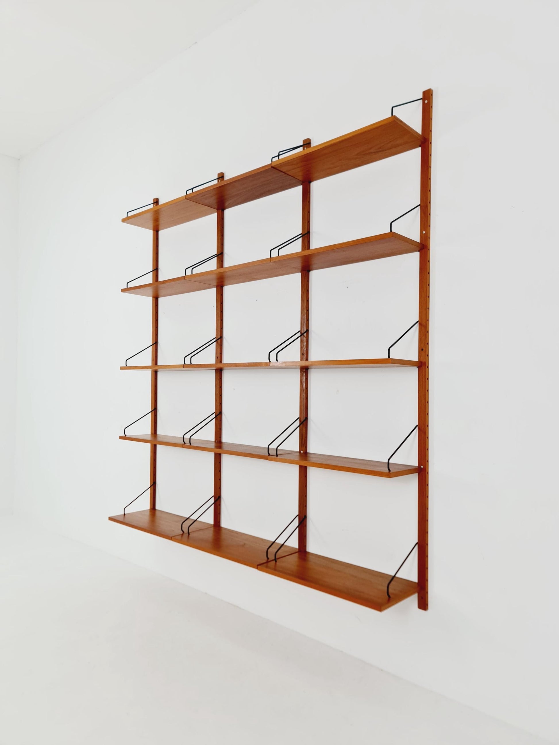 Midcentury Danish Teak Wall-Mounted Shelving Unit, by Royal for Poul Cadovius, 1960s