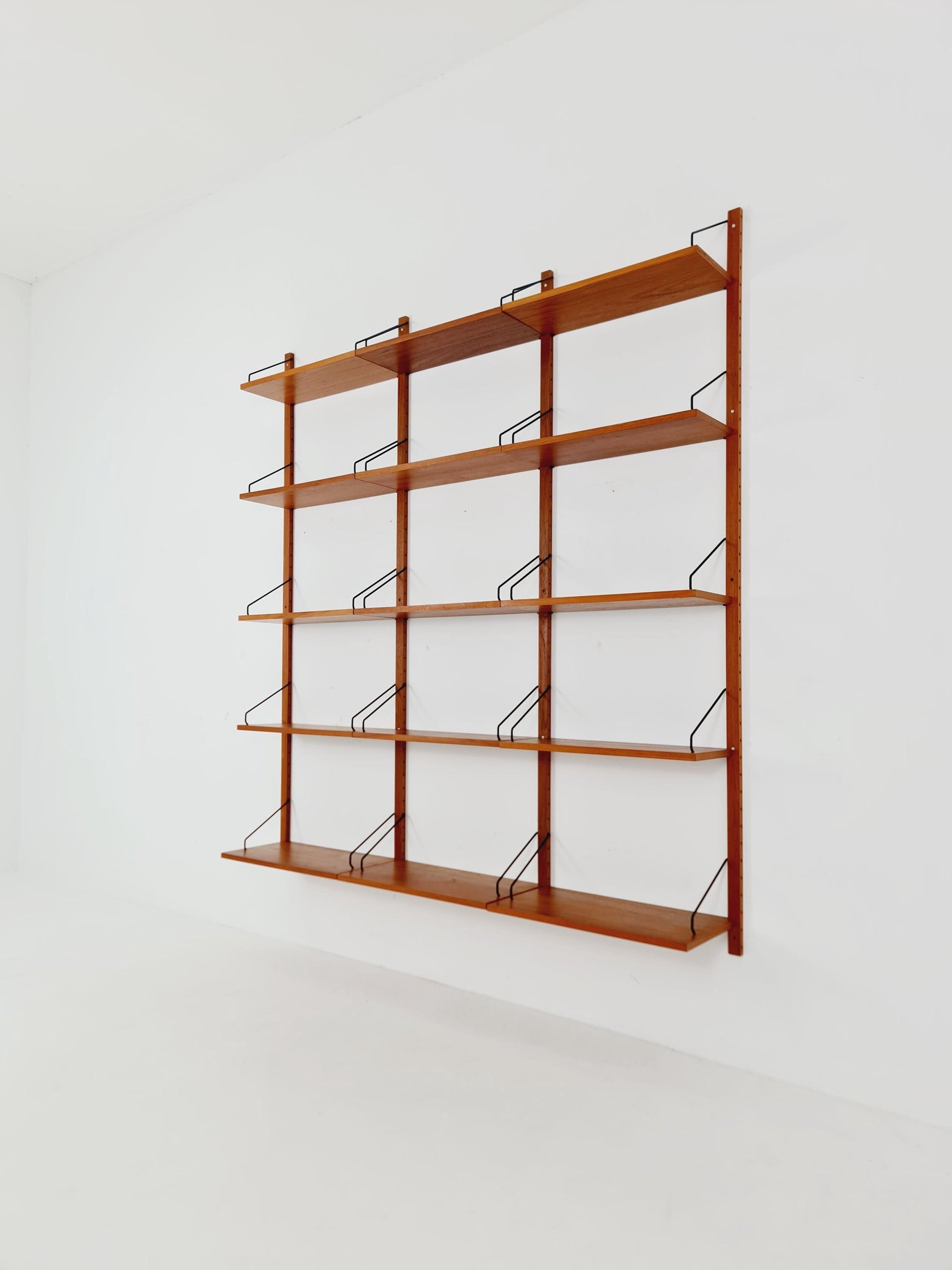 Midcentury Danish Teak Wall-Mounted Shelving Unit, by Royal for Poul Cadovius, 1960s