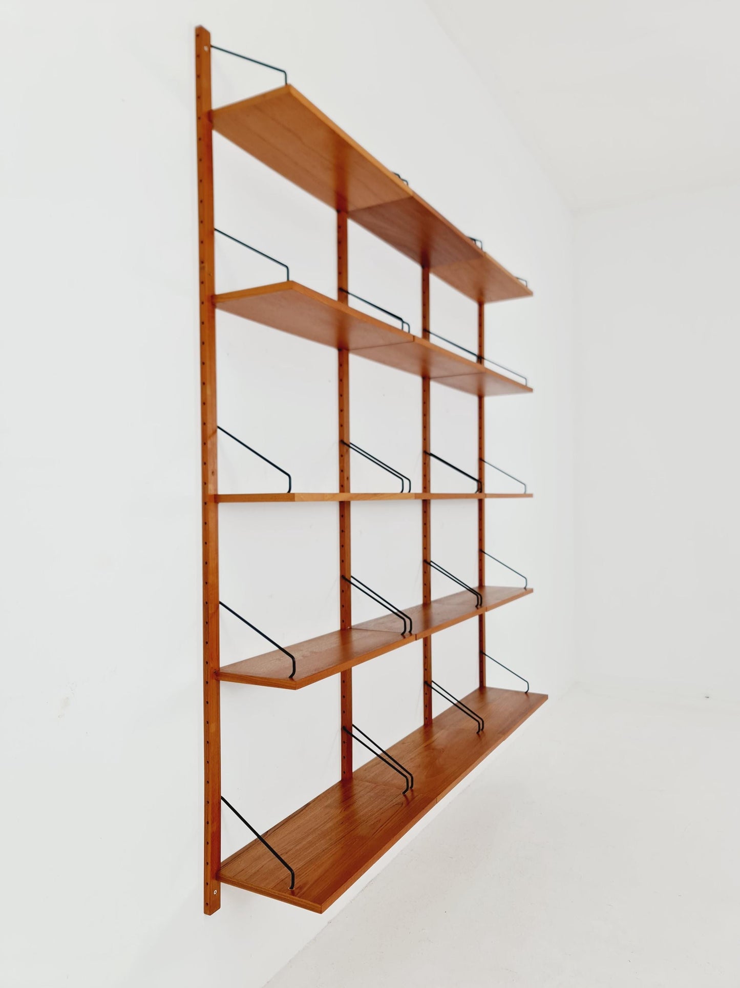 Midcentury Danish Teak Wall-Mounted Shelving Unit, by Royal for Poul Cadovius, 1960s