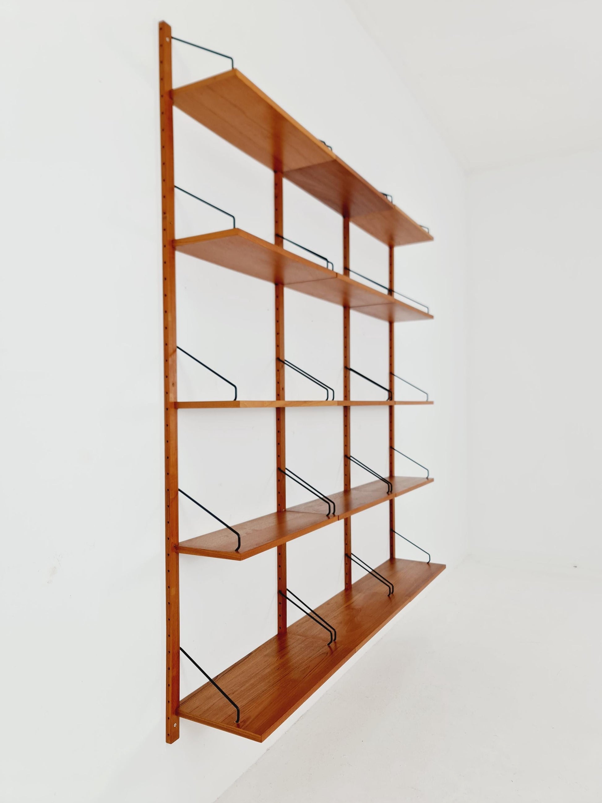 Midcentury Danish Teak Wall-Mounted Shelving Unit, by Royal for Poul Cadovius, 1960s
