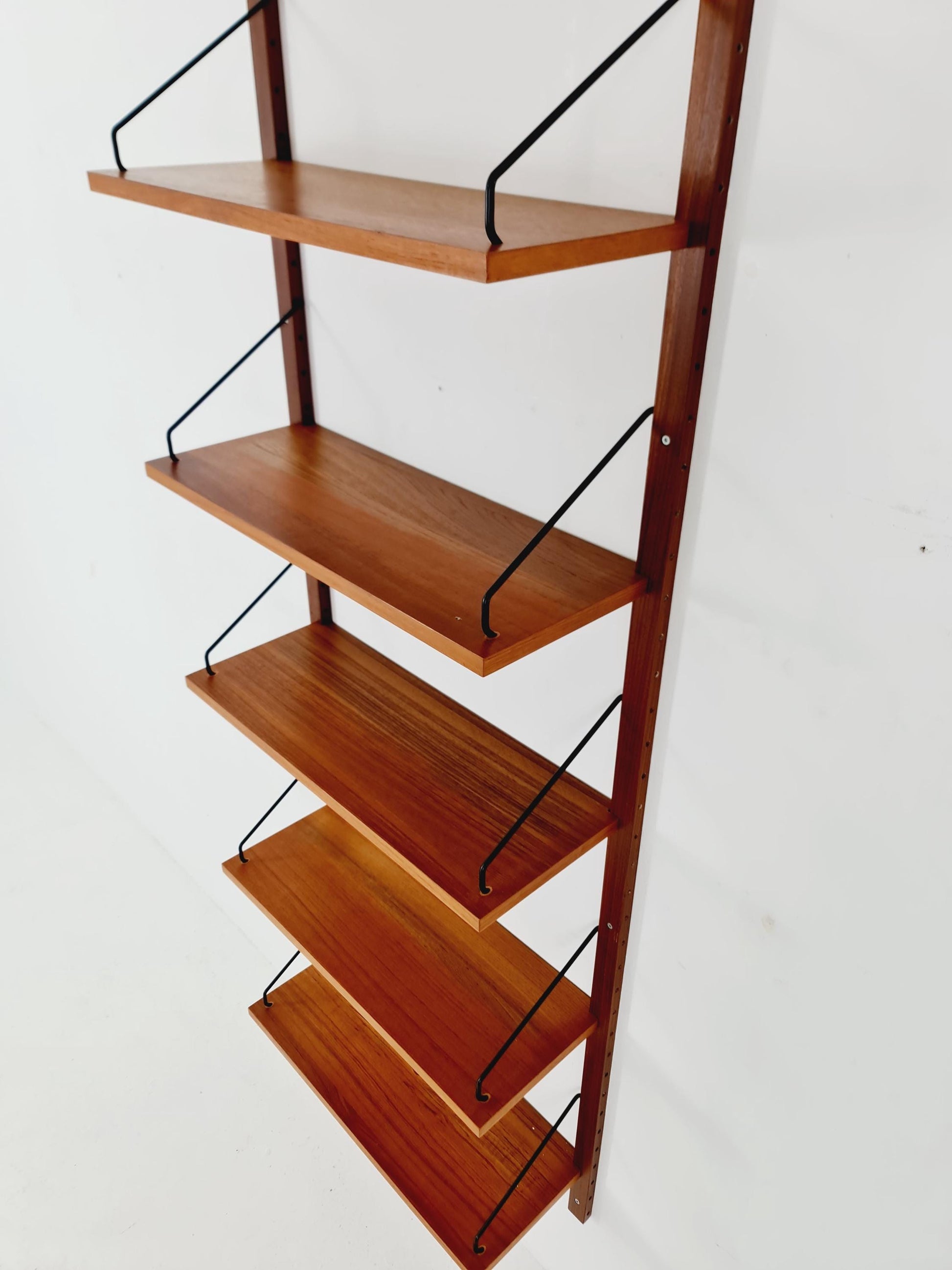 Midcentury Danish Teak Wall-Mounted Shelving Unit, by Royal for Poul Cadovius, 1960s