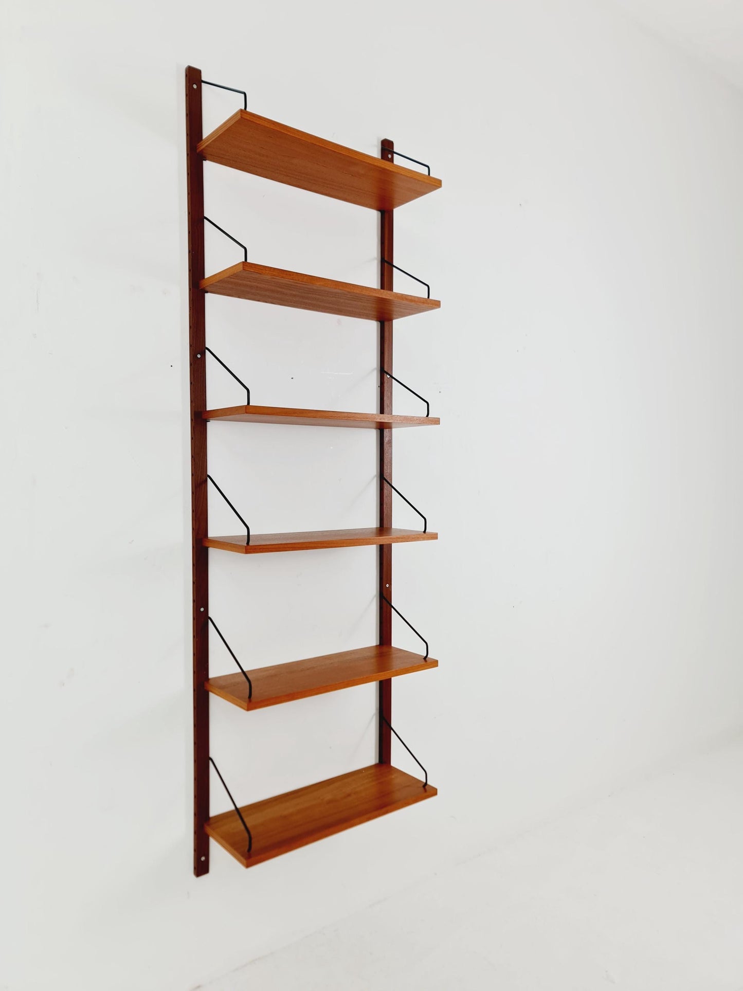 Midcentury Danish Teak Wall-Mounted Shelving Unit, by Royal for Poul Cadovius, 1960s