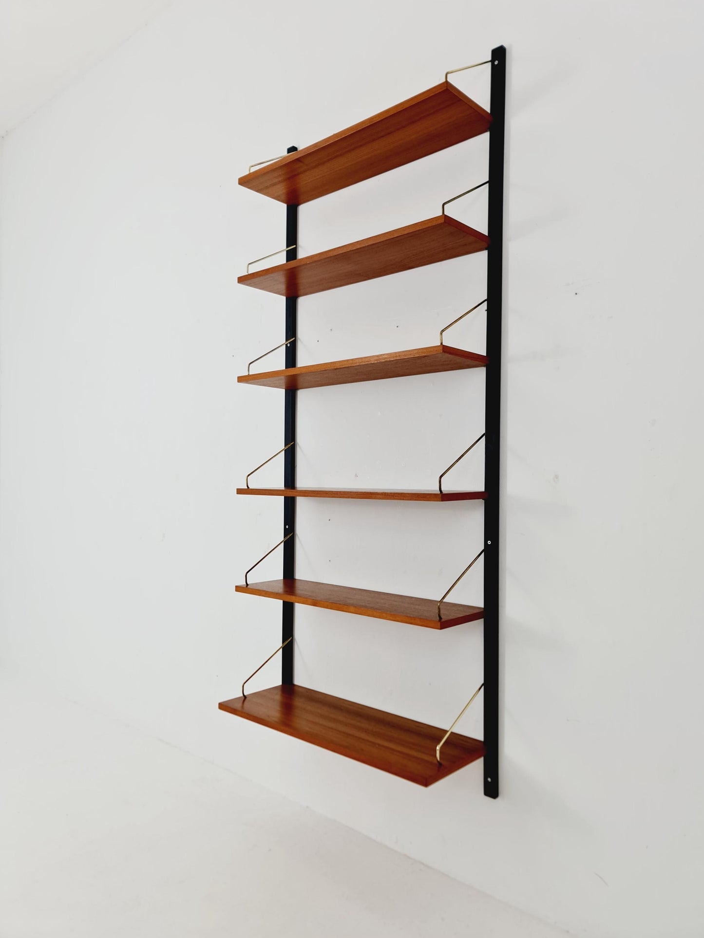 Midcentury Danish Teak Wall-Mounted Shelving Unit, by Royal for Poul Cadovius, 1960s