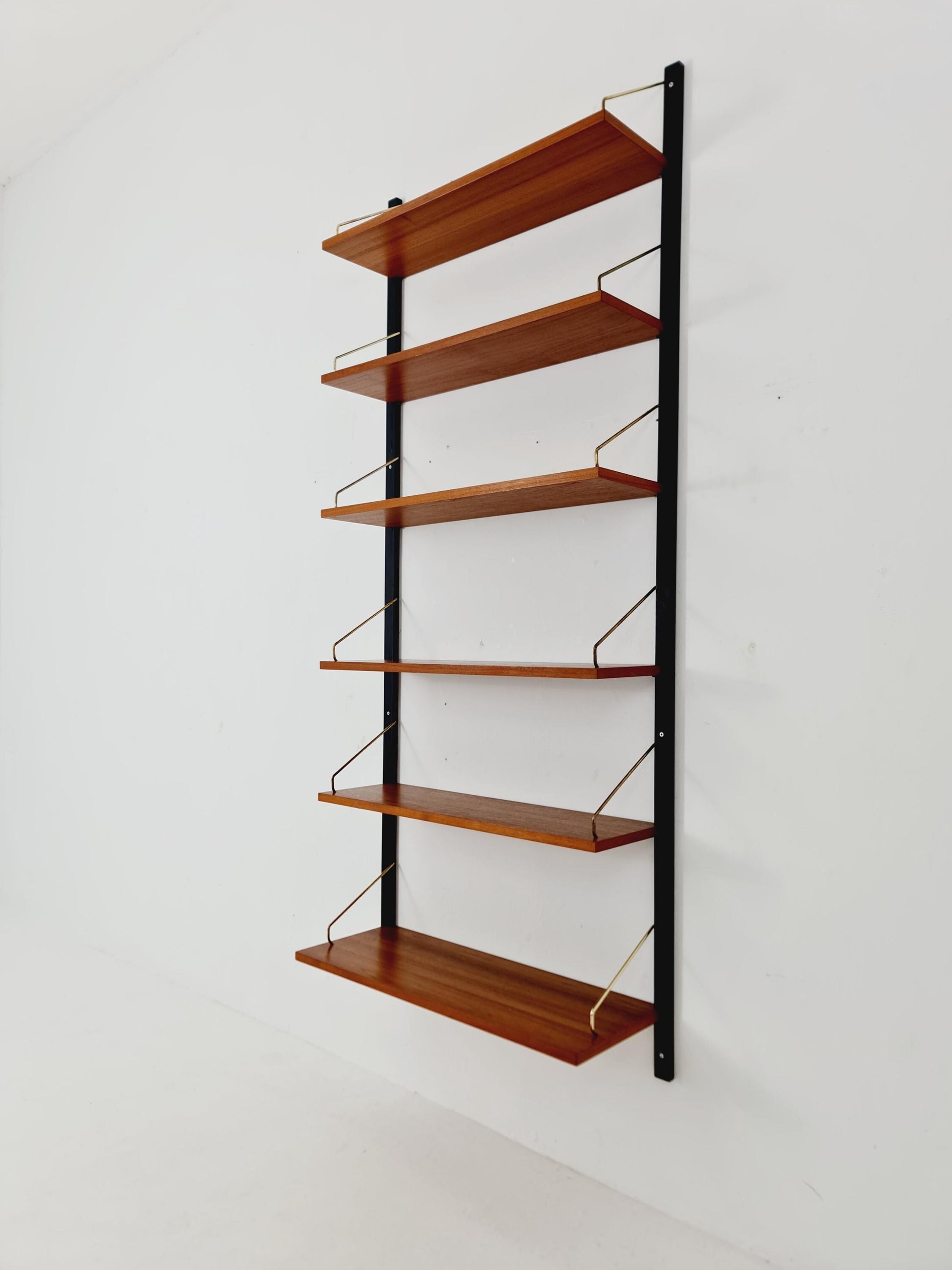 Midcentury Danish Teak Wall-Mounted Shelving Unit, by Royal for Poul Cadovius, 1960s
