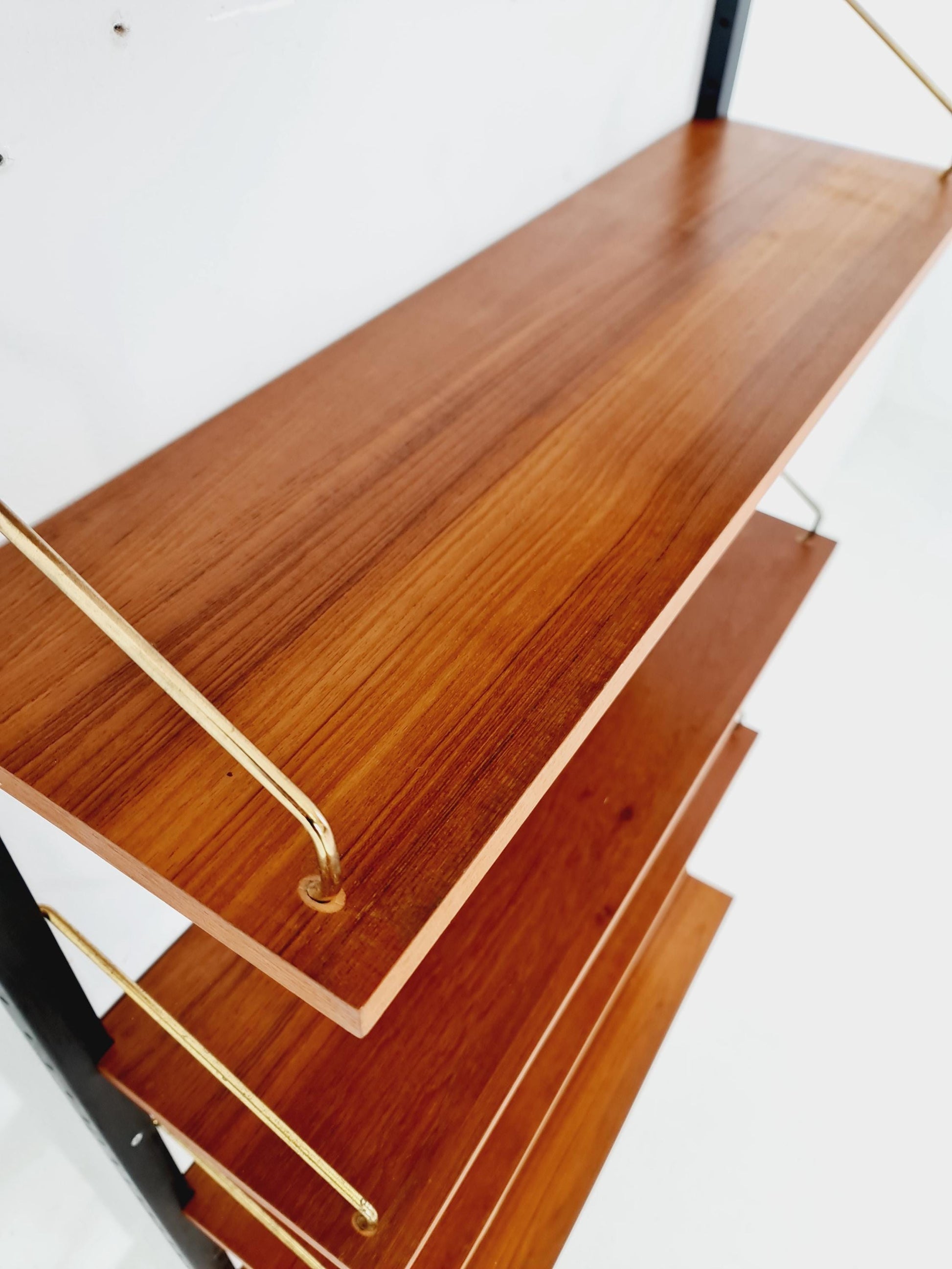 Midcentury Danish Teak Wall-Mounted Shelving Unit, by Royal for Poul Cadovius, 1960s