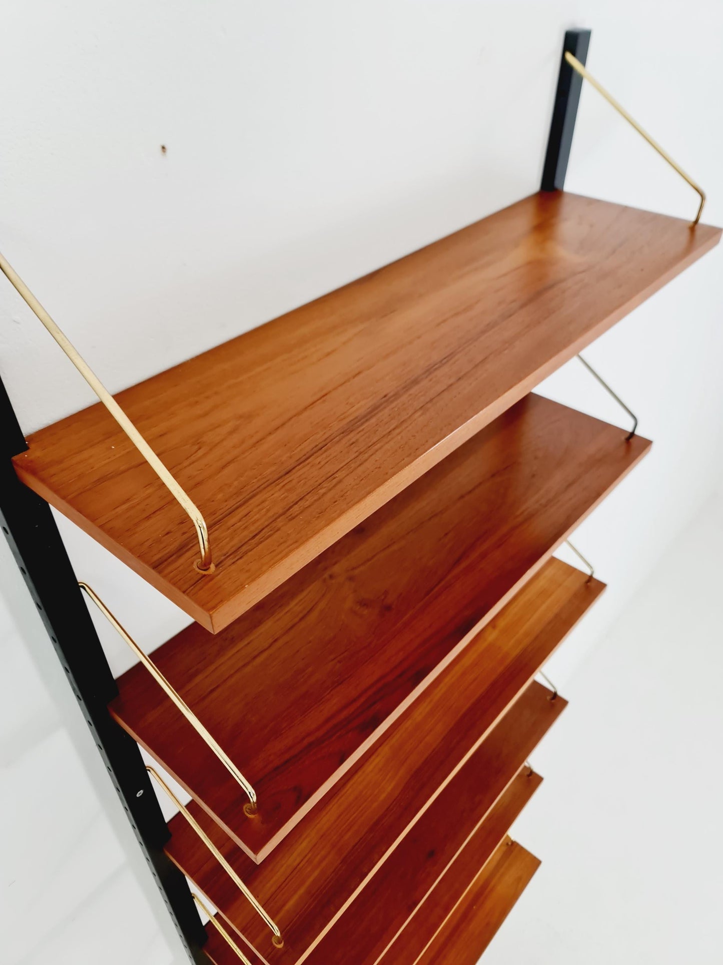 Midcentury Danish Teak Wall-Mounted Shelving Unit, by Royal for Poul Cadovius, 1960s