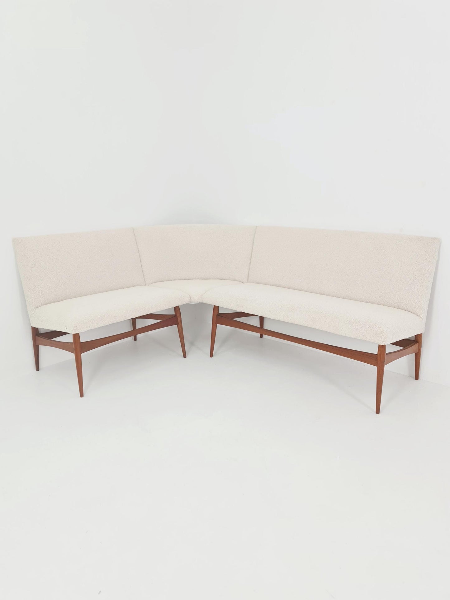 Mid century Danish Modern croner sofa in teak wood and Teddy Fabric 1960s