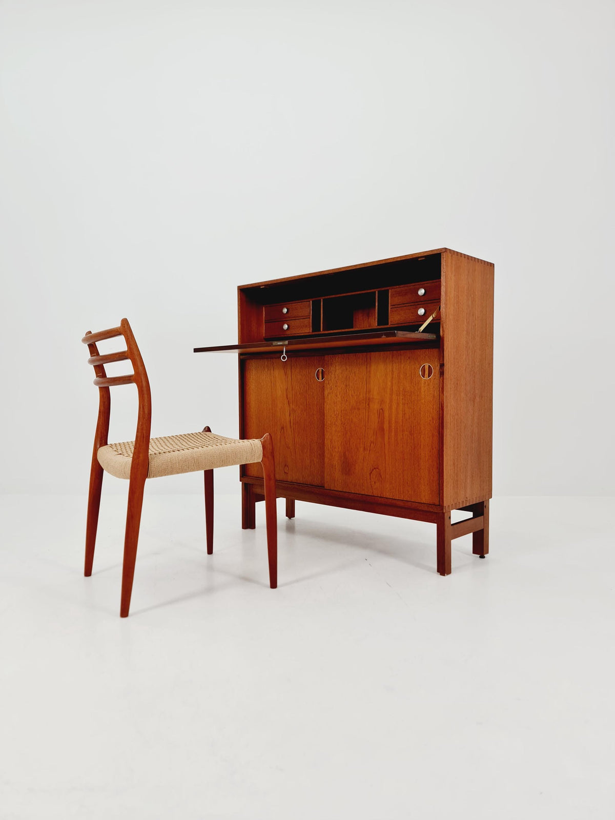 Vintage teak danish Highboard /Secretary By Bräntorps Fiesta library , 1960s